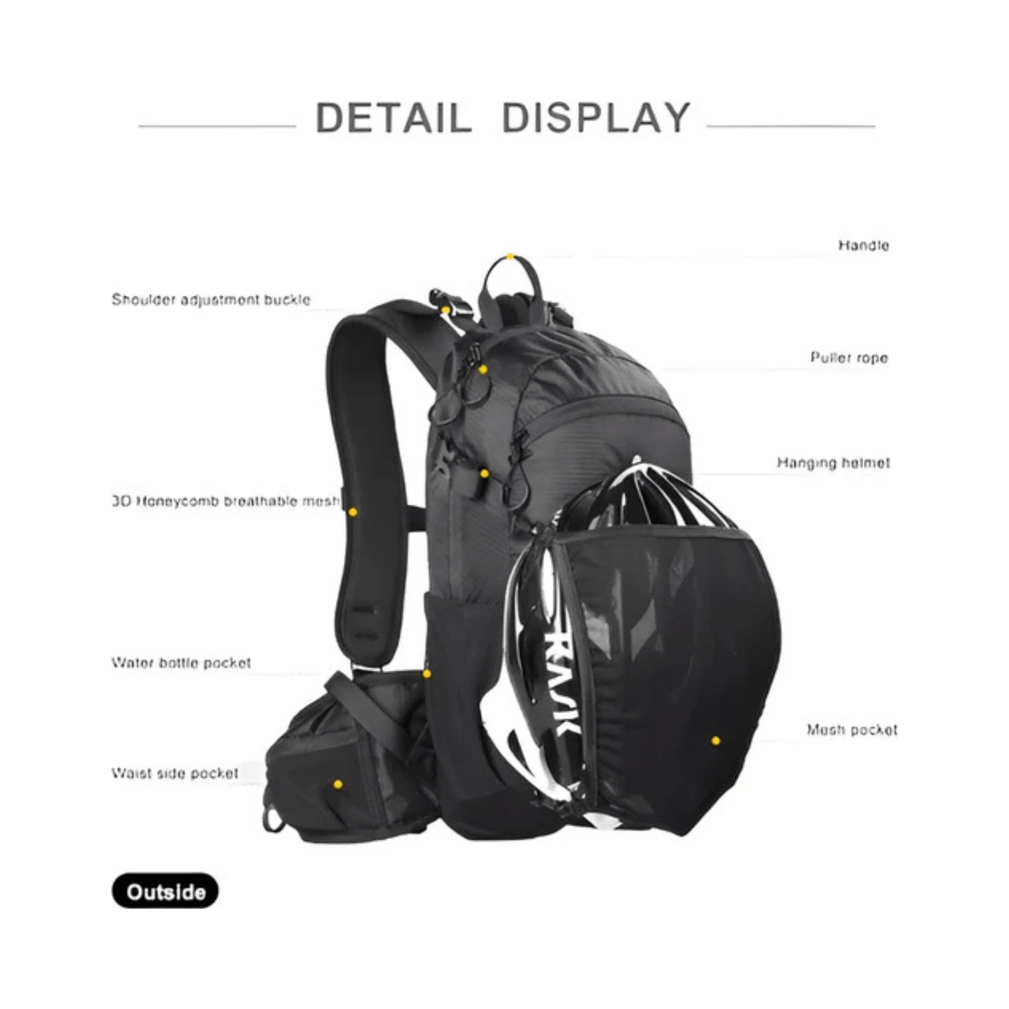 CarryQuest® - Wandel Rugzak 12L - Waterdicht - Backpack Fietsen - Waterzak - Zwart