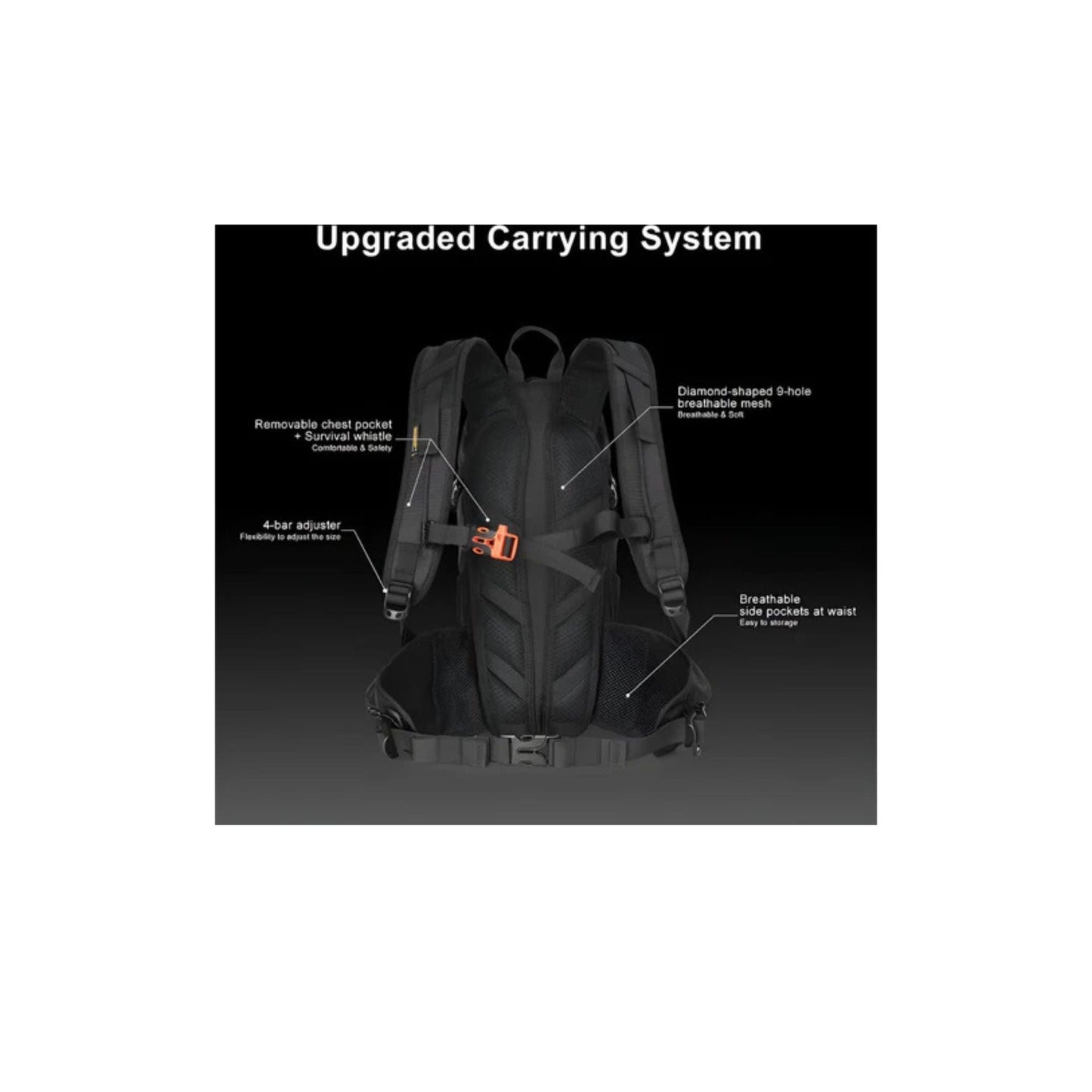 CarryQuest® - Wandel Rugzak 12L - Waterdicht - Backpack Fietsen - Waterzak - Zwart