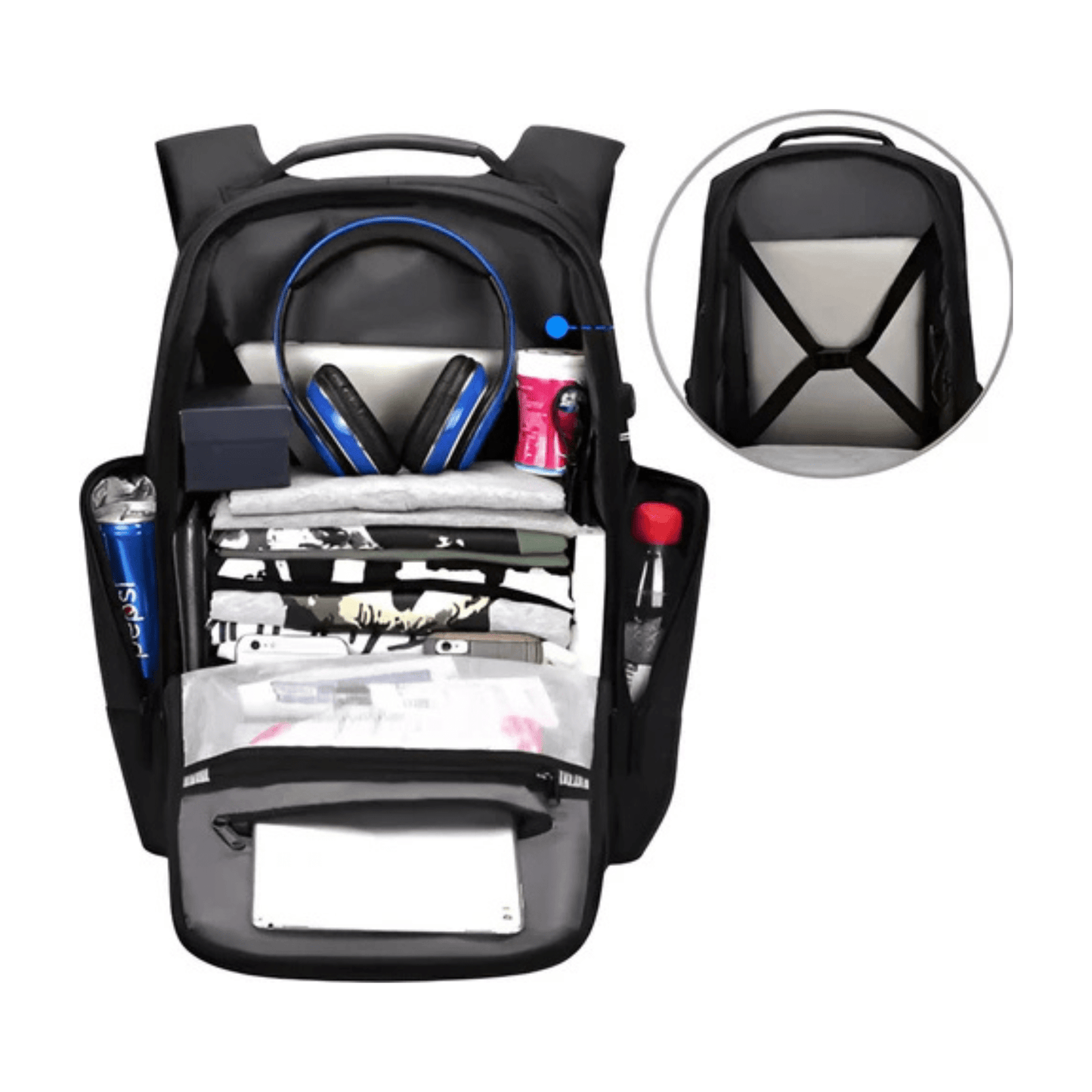 CarryQuest® - Waterdichte Rugzak USB Oplaadbaar - Geschikt als Handbagage - Zwart