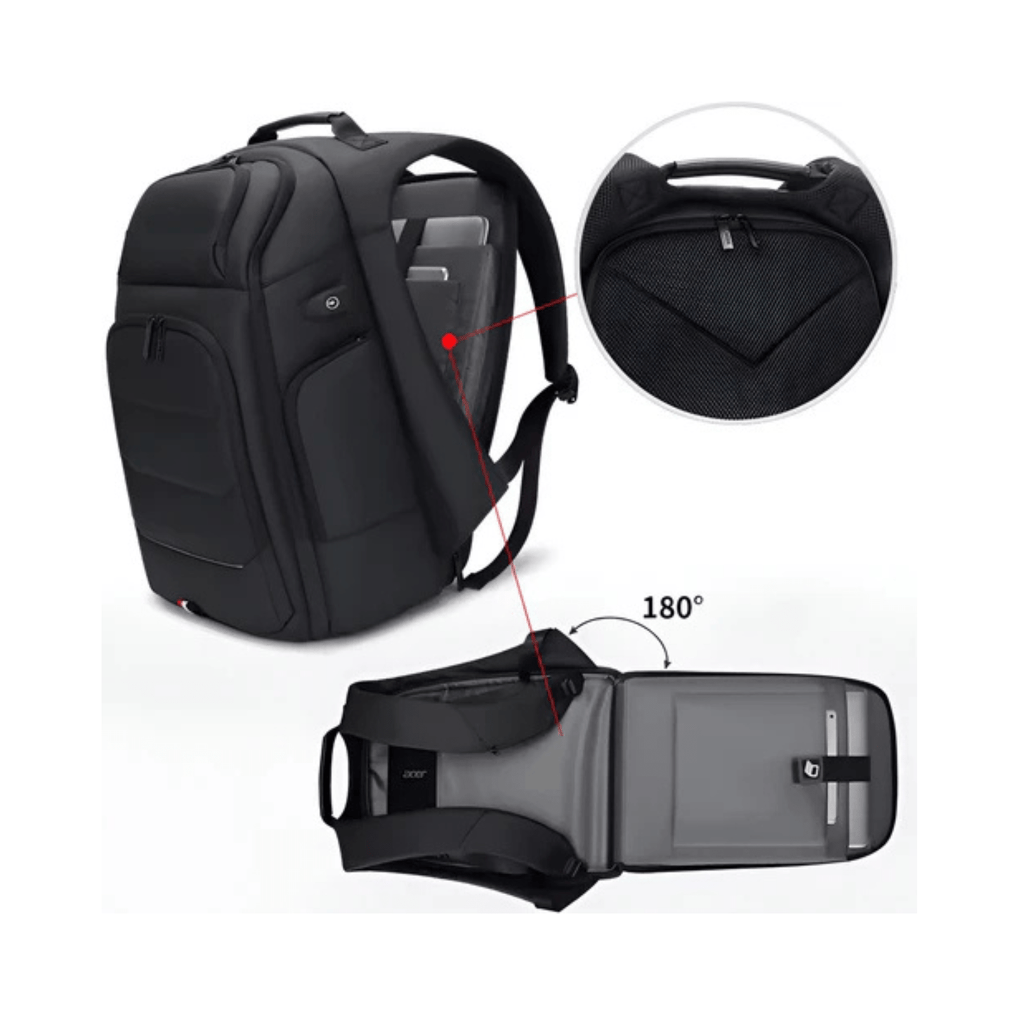 CarryQuest® - Waterdichte Rugzak USB Oplaadbaar - Geschikt als Handbagage - Zwart