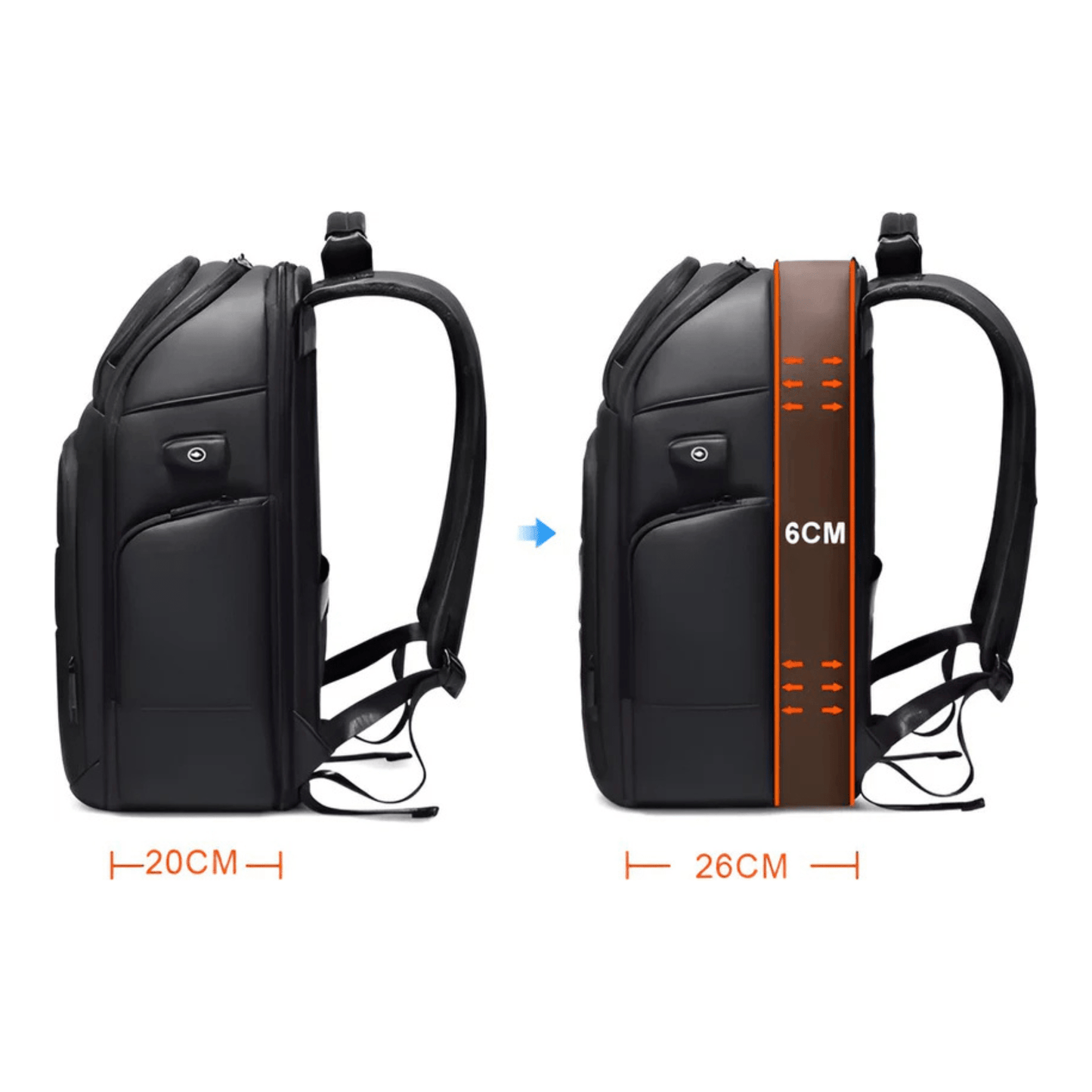 CarryQuest® - Waterdichte Rugzak USB Oplaadbaar - Zwart