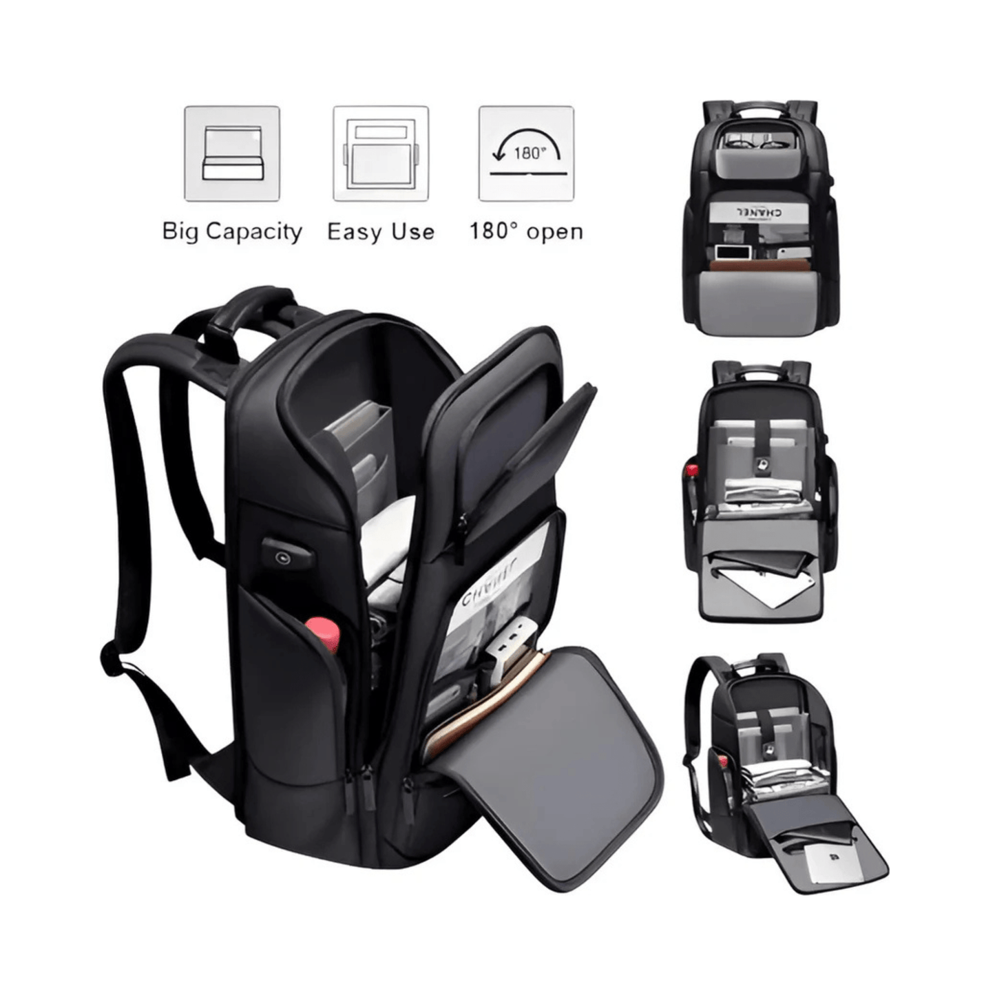 CarryQuest® - Waterdichte Rugzak USB Oplaadbaar - Zwart