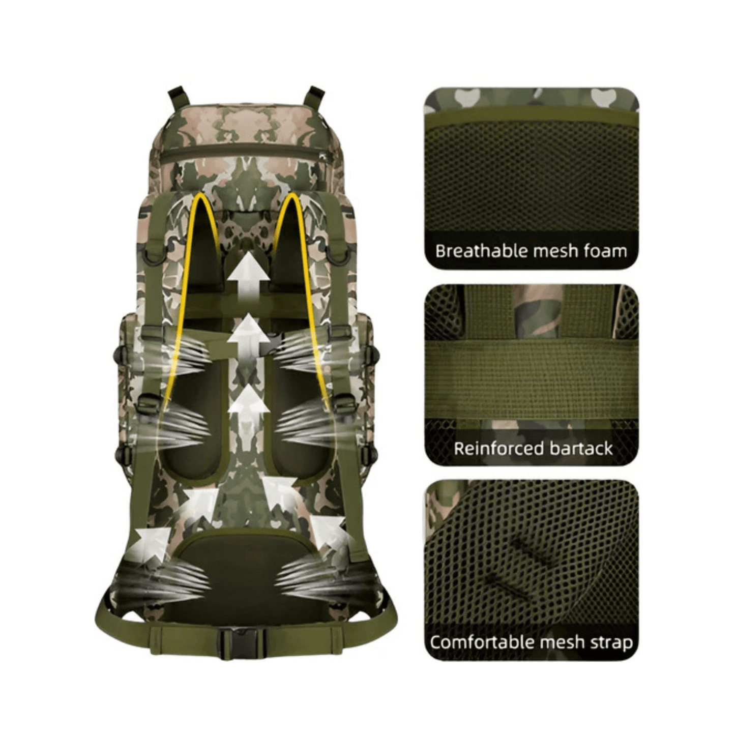 CarryQuest® - Waterdichte - Wandelen - Camping - Rugzak - Heren - 90 Liter - Groen