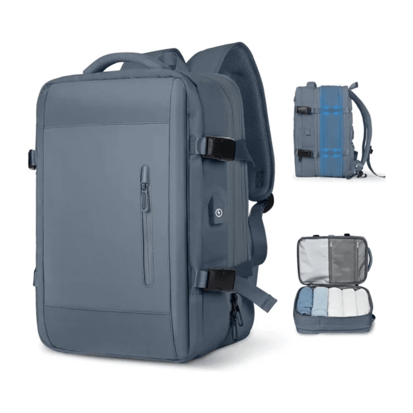 CarryQuest® - Weekendtas - Rugzak - Unisex - 36 - 55 Liter - Nylon - Laptopvak - Reis - Weekend - Blauw
