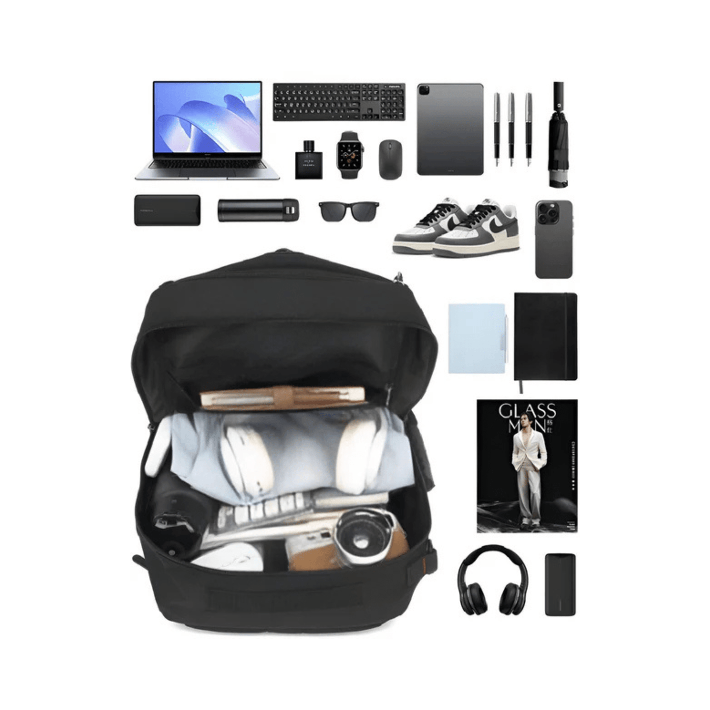 CarryQuest® - Zakelijke Rugzak 17.3 Inch - Waterafstotend, USB Oplaadpoort - Oxford Materiaal - Zwart