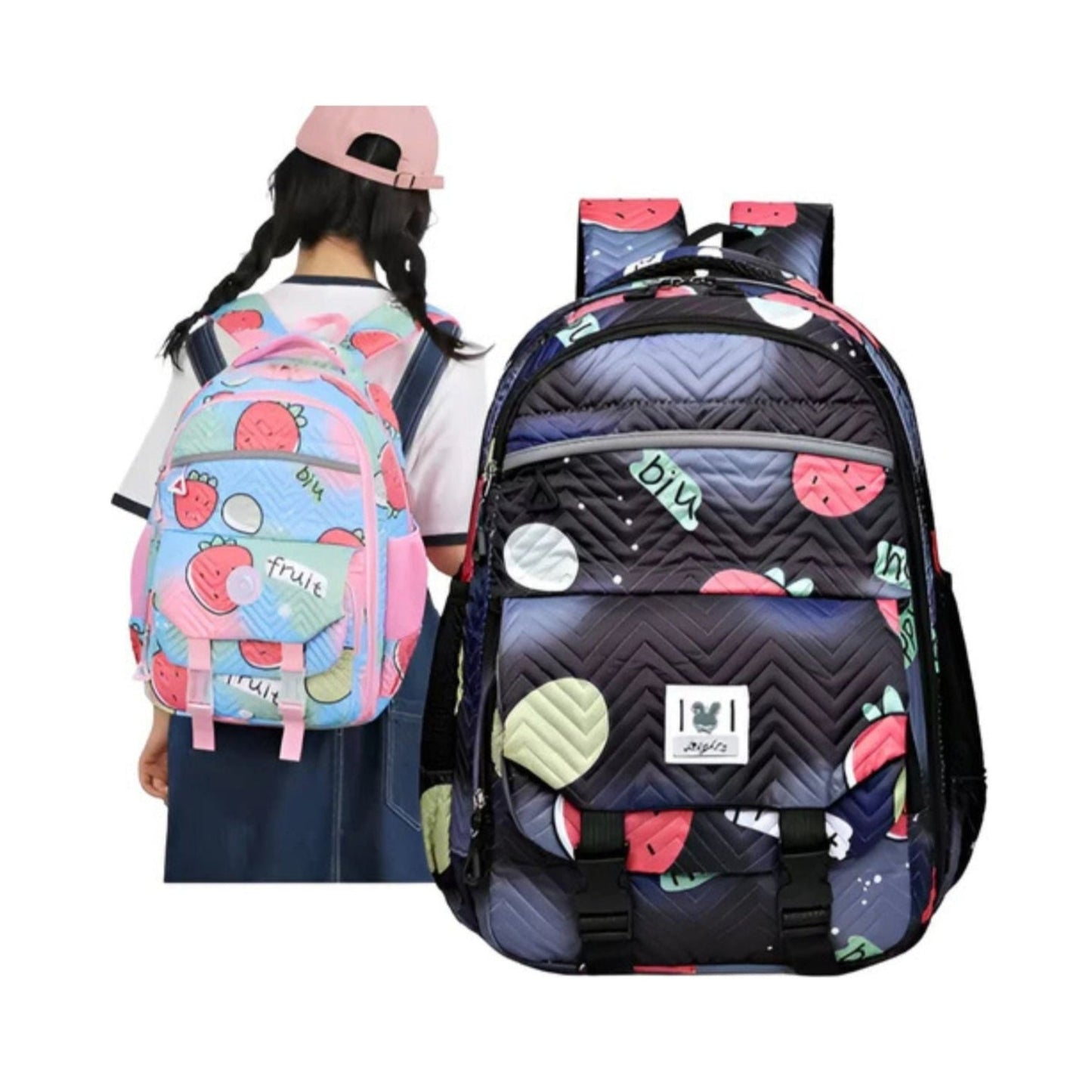 CarryQuest® - Nieuwe Schattige Aardbei Rugzak - 16 inch en Waterafstotend - Licht Blauw