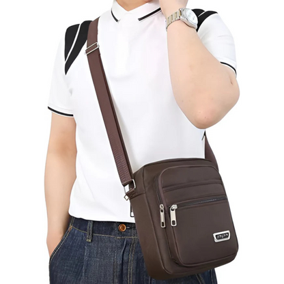 CarryQuest® - Nylon Schoudertas Messenger Bag - Rits Handtas  - Mannen - Bruin