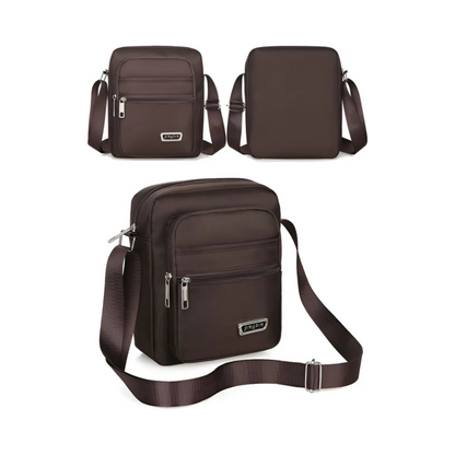 CarryQuest® - Nylon Schoudertas Messenger Bag - Rits Handtas  - Mannen - Bruin