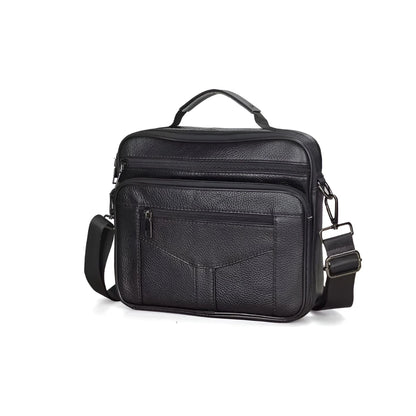CarryQuest® - Sac bandoulière en cuir pour homme - Sacs à main en cuir de vachette - Noir