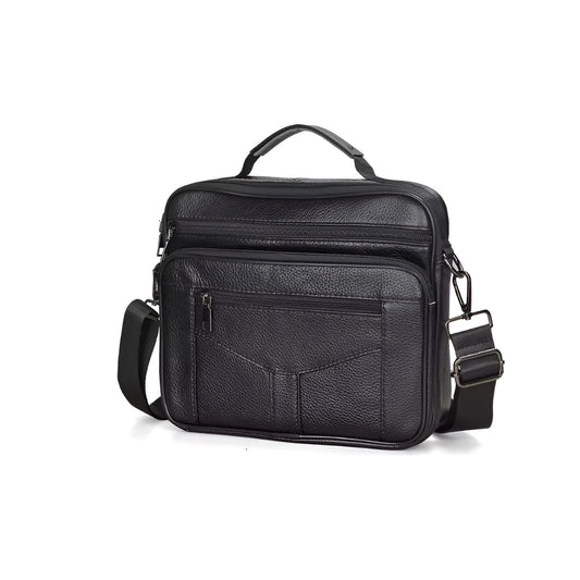 CarryQuest® - Sac bandoulière en cuir pour homme - Sacs à main en cuir de vachette - Noir