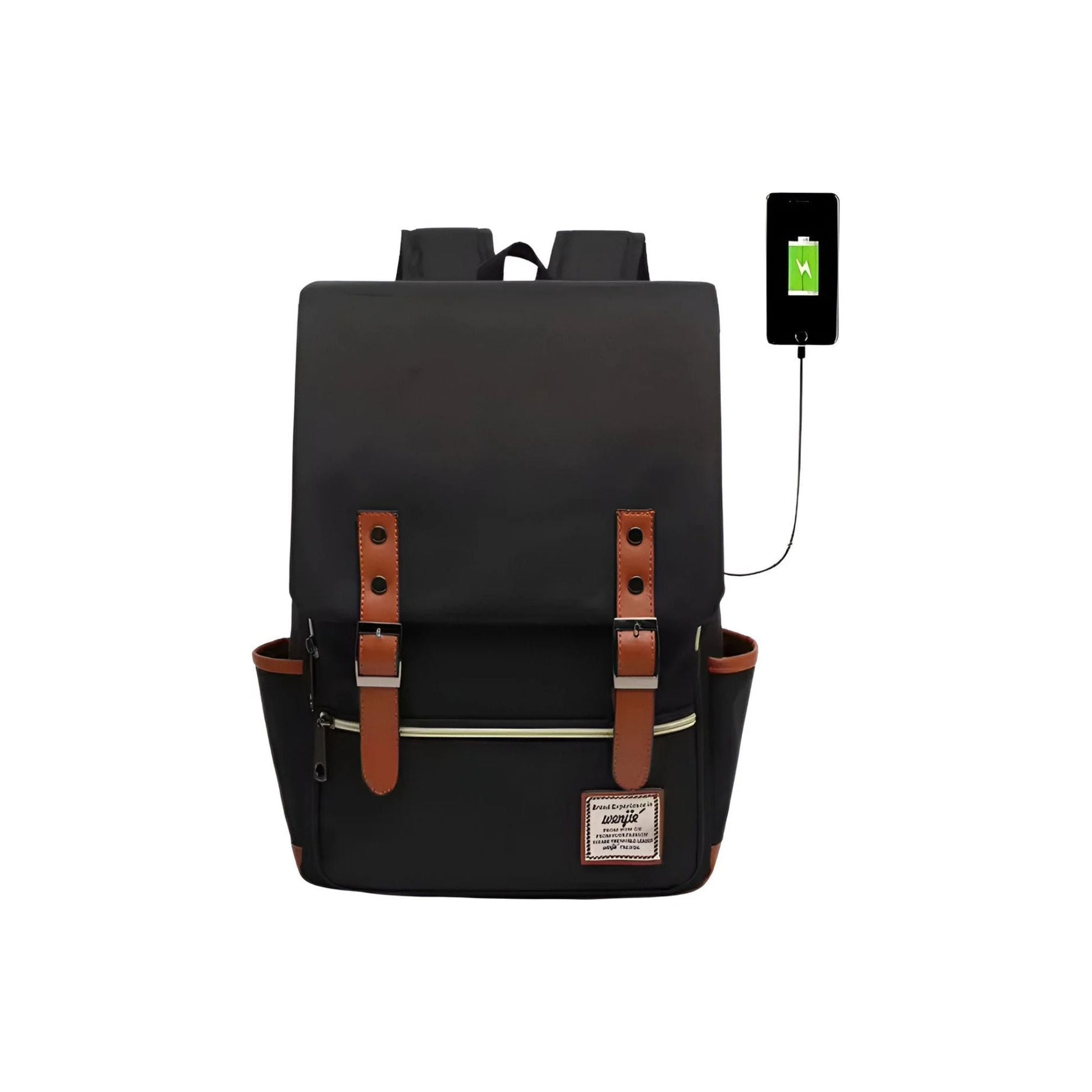 CarryQuest® - 16 Inch Laptop Rugzak - Schooltassen - 20 - 35 Liter - Unisex - Zwart/Bruin