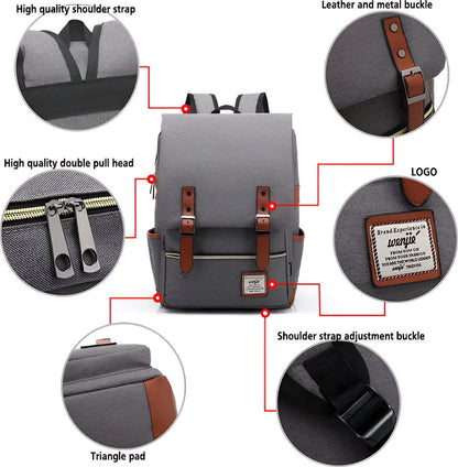 CarryQuest® - 16 Inch Laptop Rugzak - Schooltassen - Rugzakken - Donker Blauw