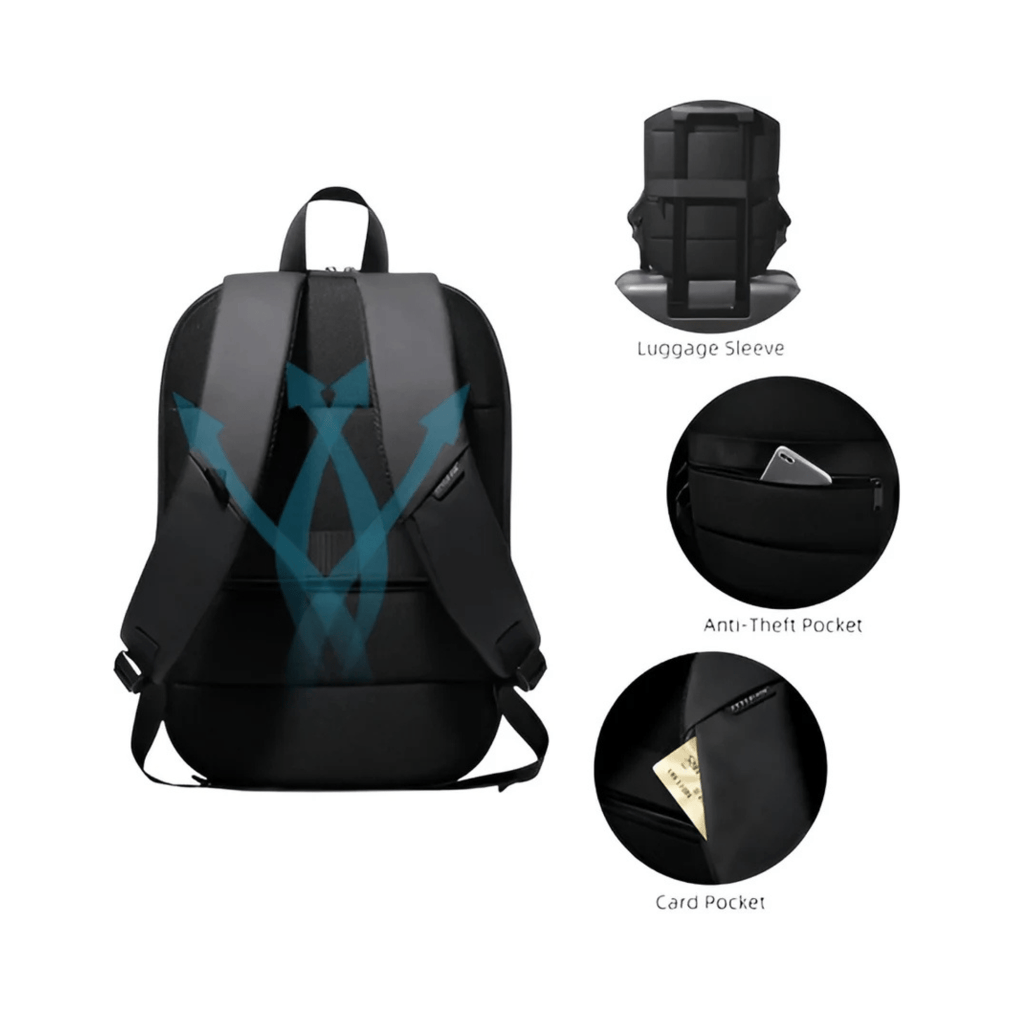 CarryQuest® - 17 Inch Laptop Rugzak - USB Poort + Waterdicht - Waterdichte Reistas - Blauw