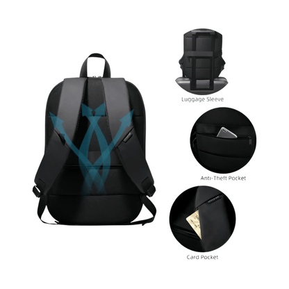 CarryQuest® - 17 Inch Laptop Rugzak - USB Poort + Waterdicht - Waterdichte Reistas - Blauw