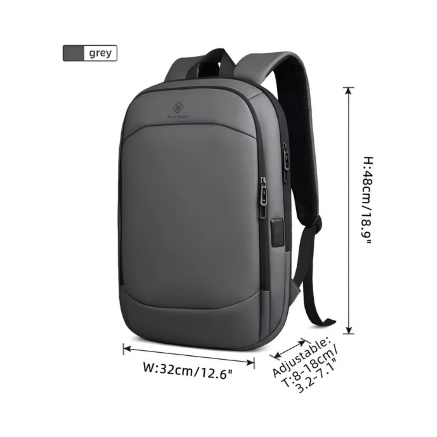 CarryQuest® - 17 Inch Laptop Rugzak - USB Poort + Waterdicht - Waterdichte Reistas - Grijs