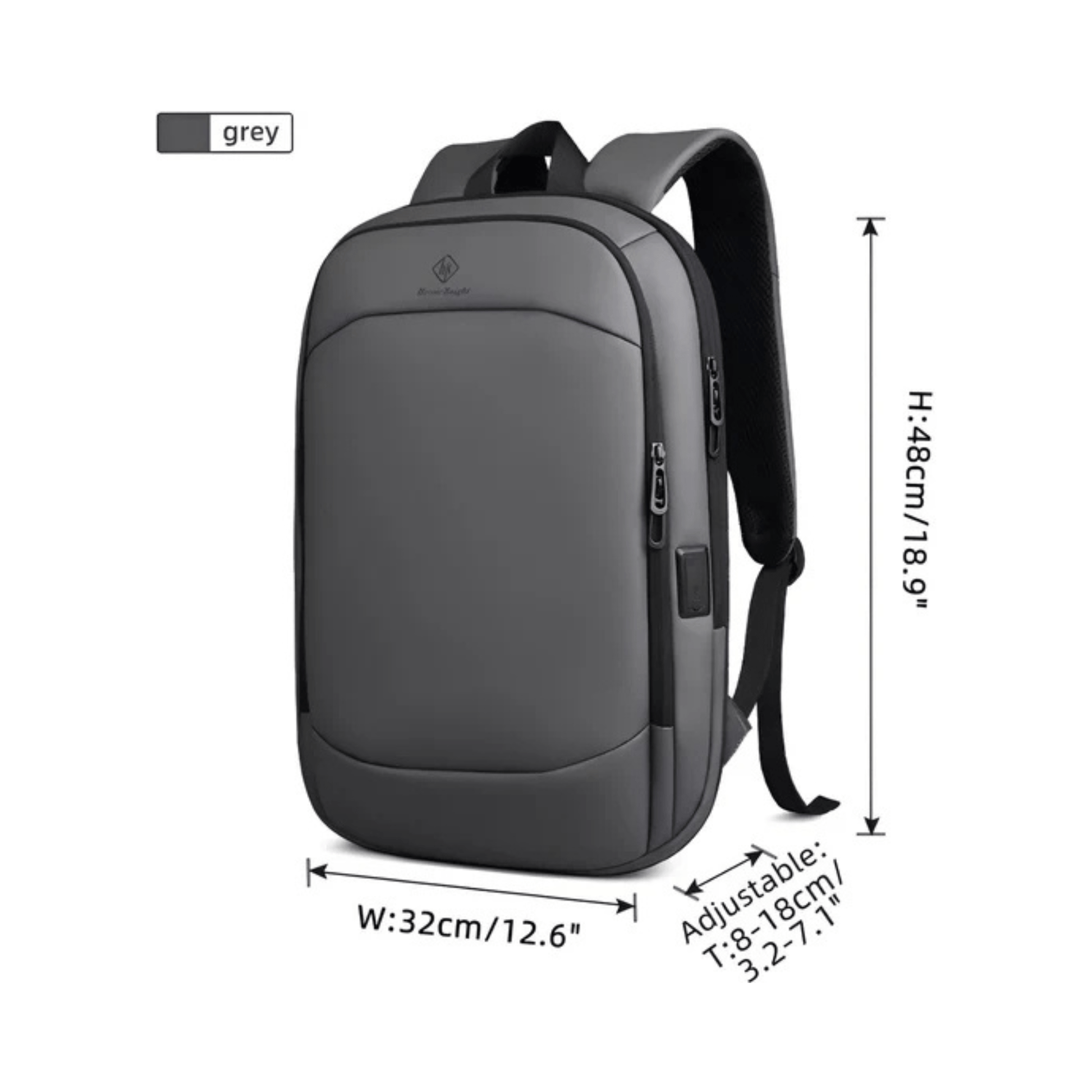 CarryQuest® - 17 Inch Laptop Rugzak - USB Poort + Waterdicht - Waterdichte Reistas - Grijs