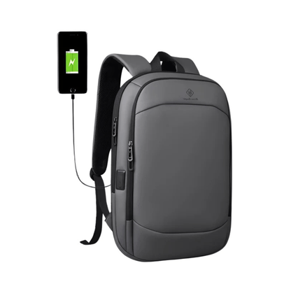 CarryQuest® - 17 Inch Laptop Rugzak - USB Poort + Waterdicht - Waterdichte Reistas - Grijs