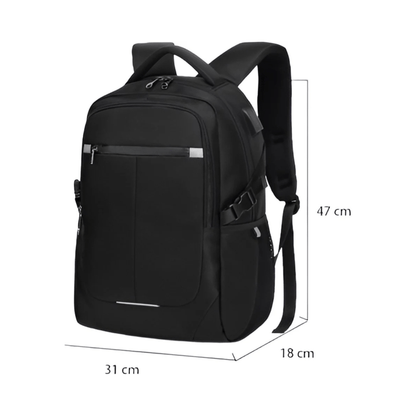 CarryQuest® - 32L Capaciteit - Laptopvak 12 - 15,6 inch - USB - Oplaadpoort - Zwart