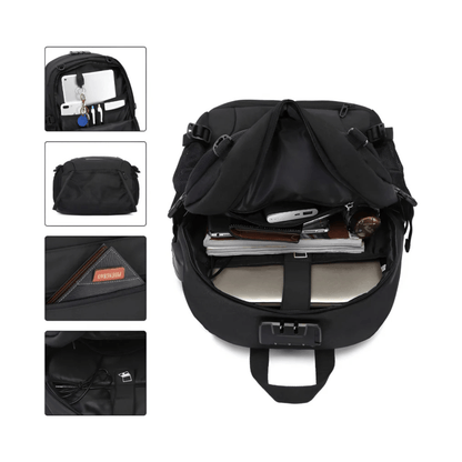 CarryQuest® - 32L Capaciteit - Laptopvak 12 - 15,6 inch - USB - Oplaadpoort - Zwart