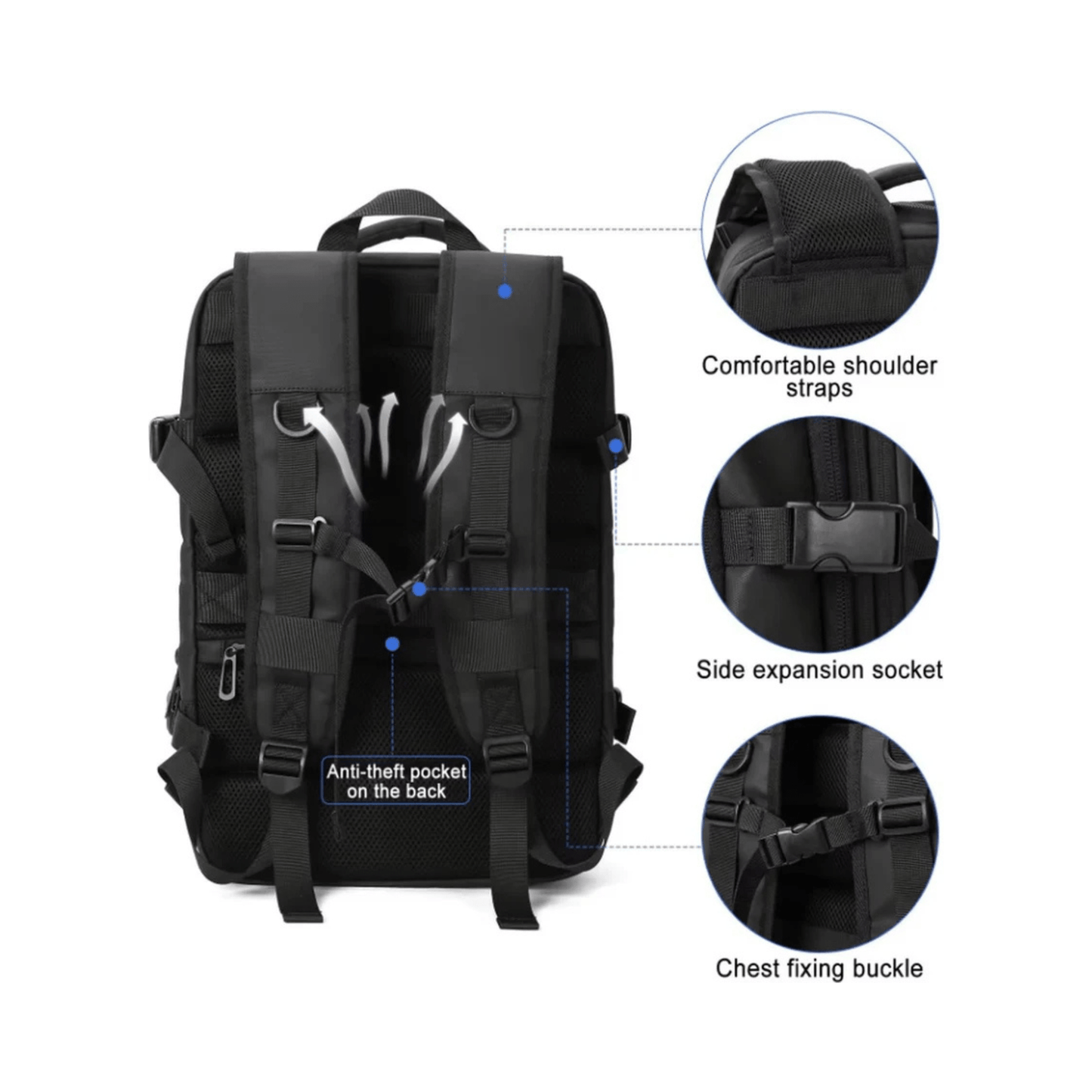 CarryQuest® - 36 - 55 Liter - Laptop Backpack - Laptop Rugzak - Roze