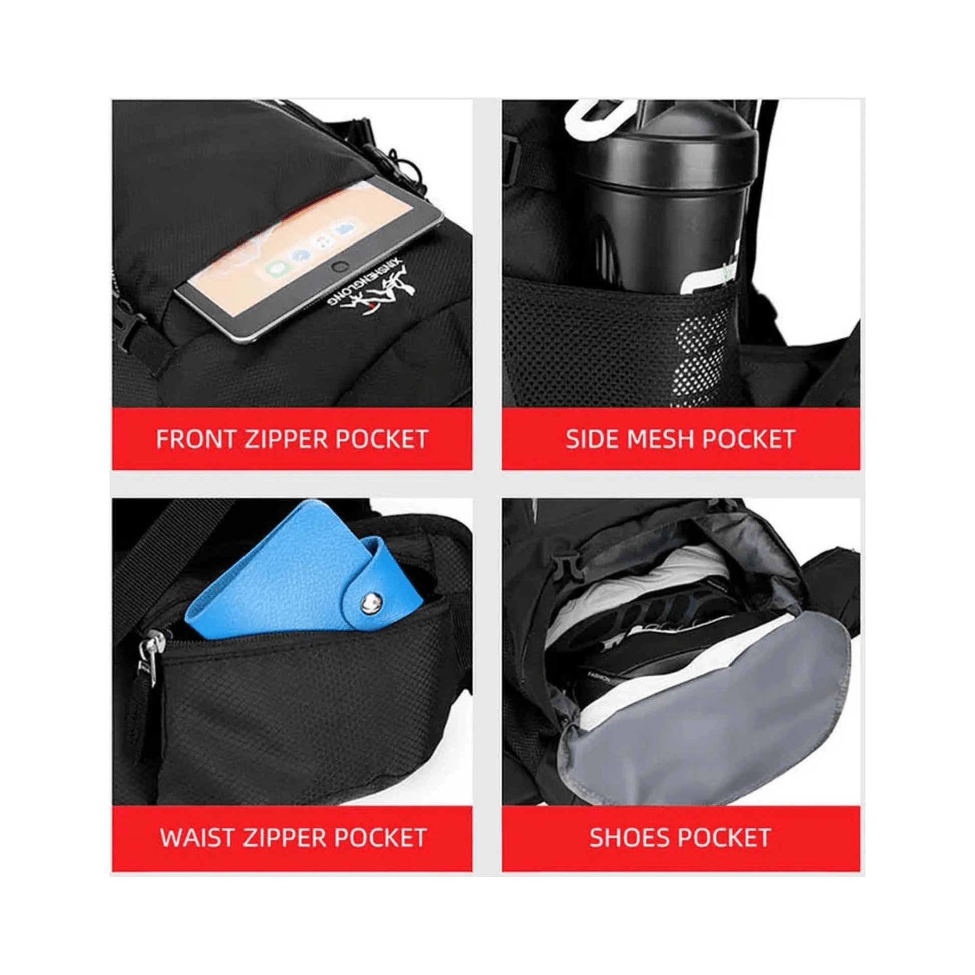CarryQuest® - 60L - Hiking Rugzak - Rugzak - Waterdicht - Duurzaam - Nylon - Wandelen - Licht blauw