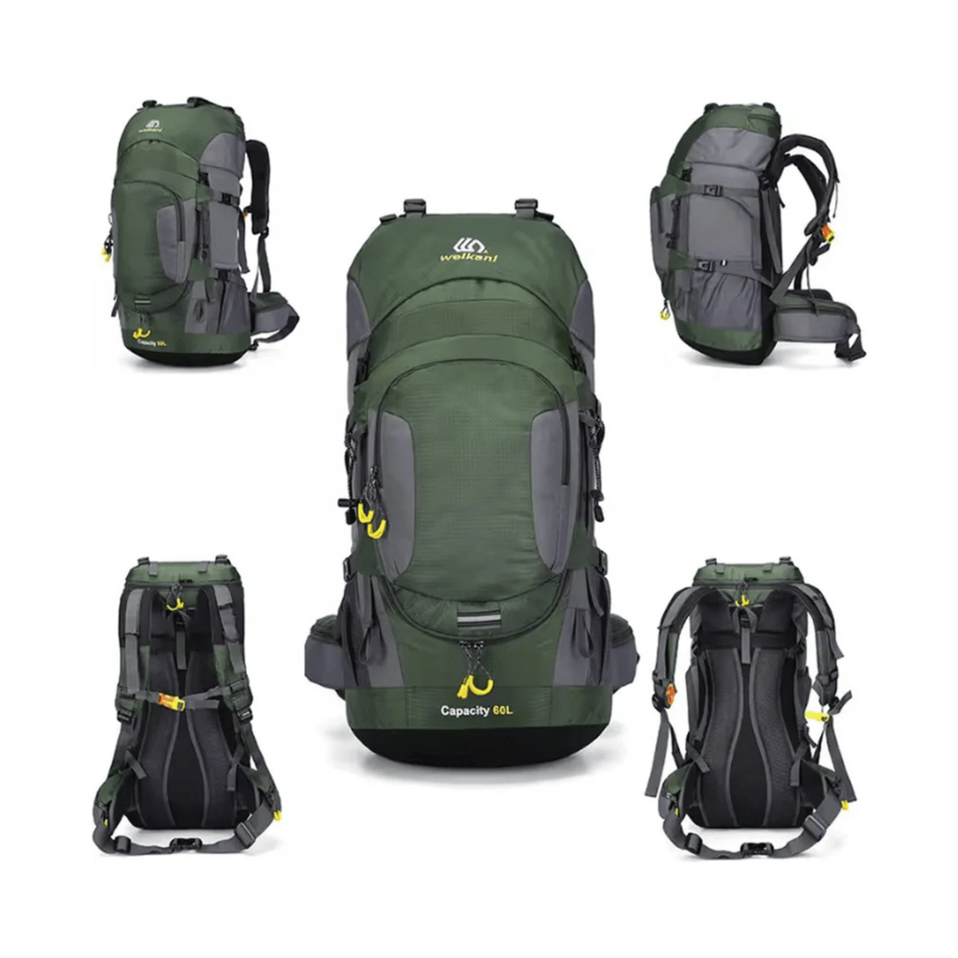 CarryQuest® - 60L - Wandelrugzak - Rugzak - Wandelen - Waterbestendig - Duurzaam - Polyester - Groen