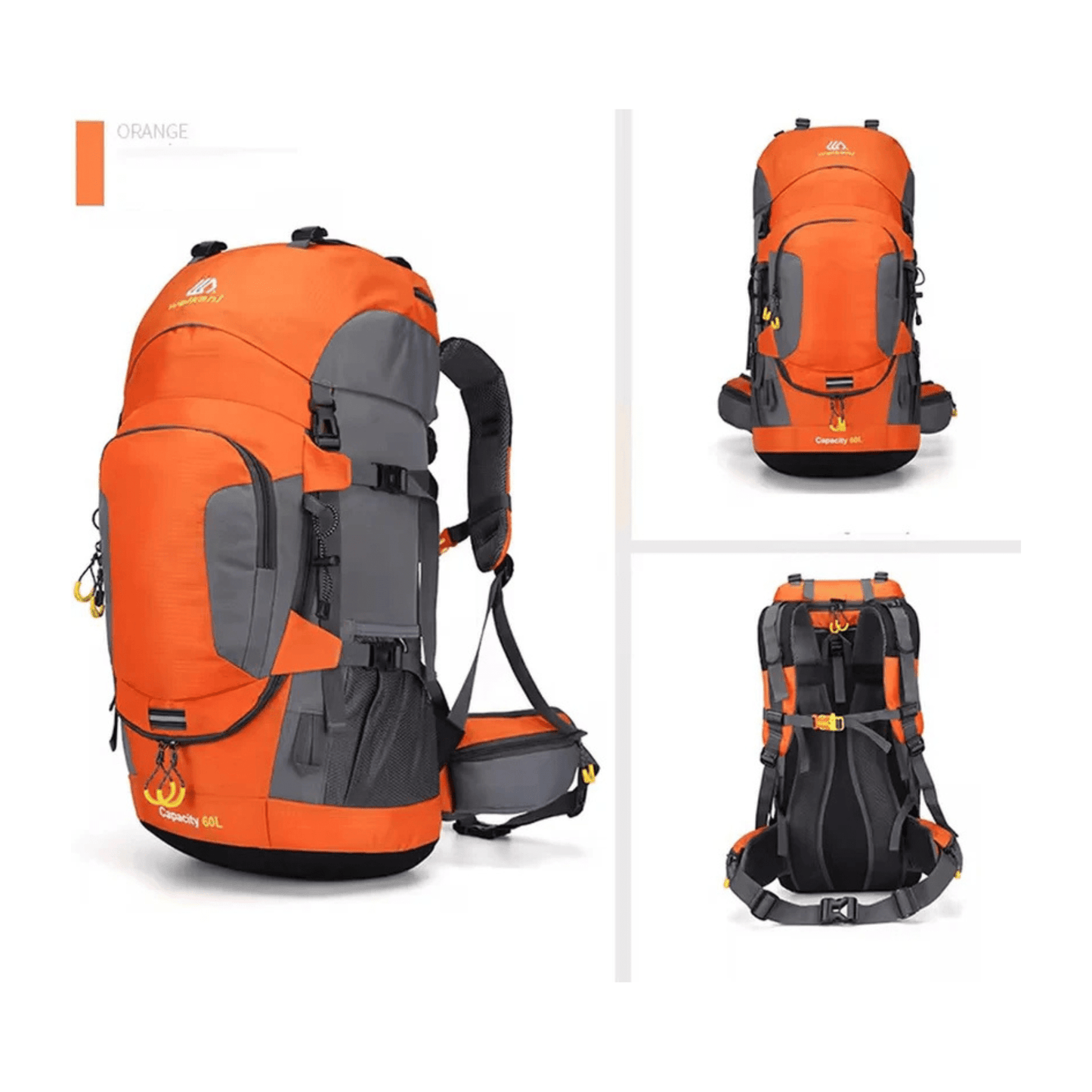 CarryQuest® - 60L - Wandelrugzak - Rugzak - Wandelen - Waterbestendig - Duurzaam - Polyester - Oranje