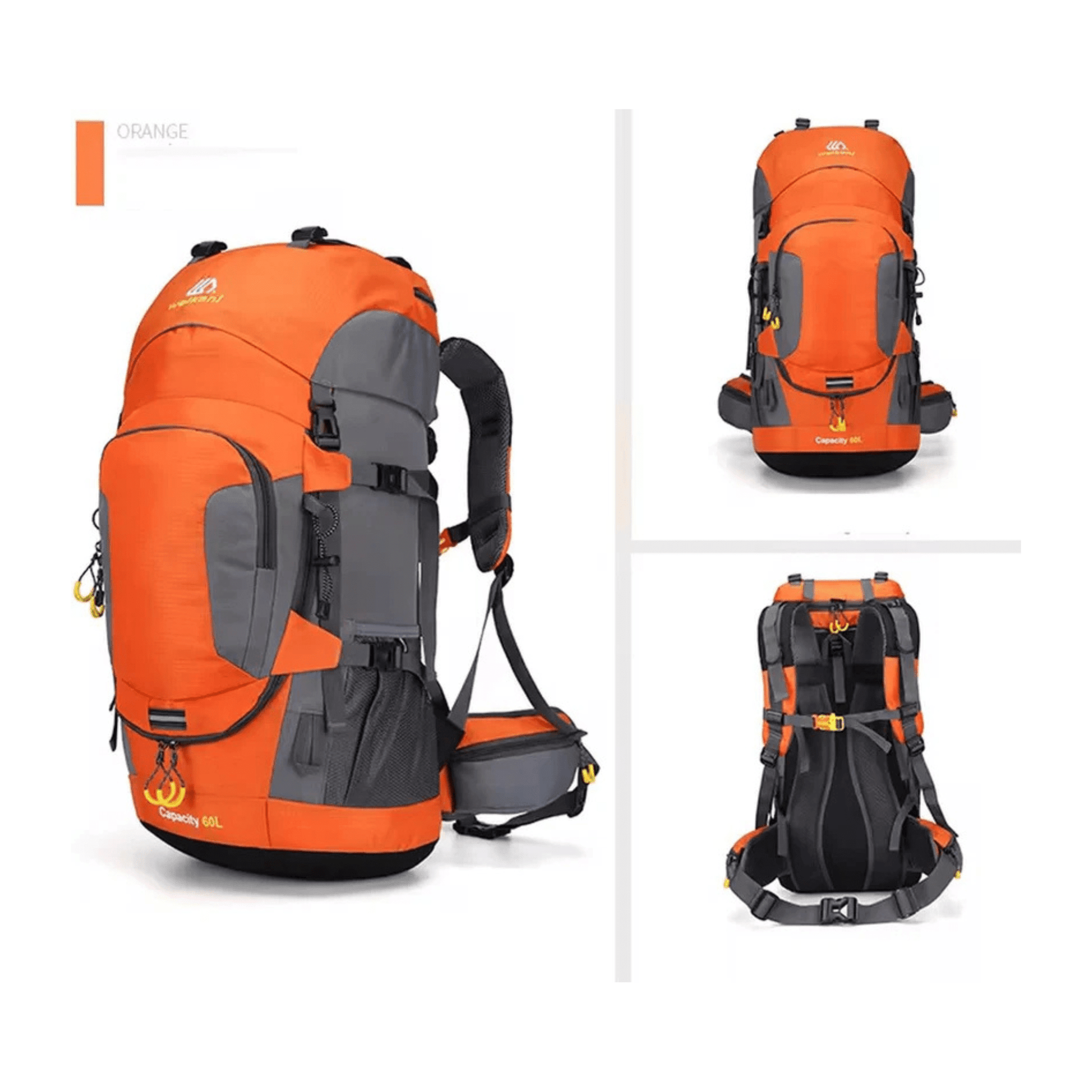 CarryQuest® - 60L - Wandelrugzak - Rugzak - Wandelen - Waterbestendig - Duurzaam - Polyester - Oranje