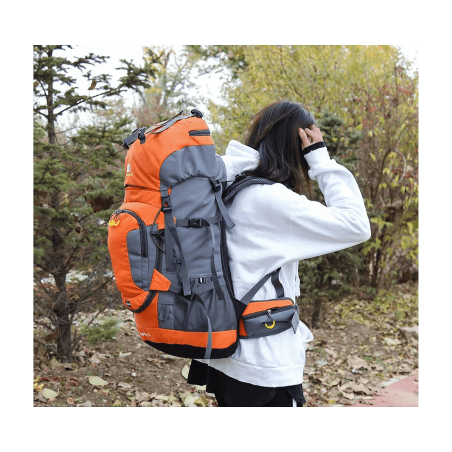 CarryQuest® - 60L - Wandelrugzak - Rugzak - Wandelen - Waterbestendig - Duurzaam - Polyester - Oranje