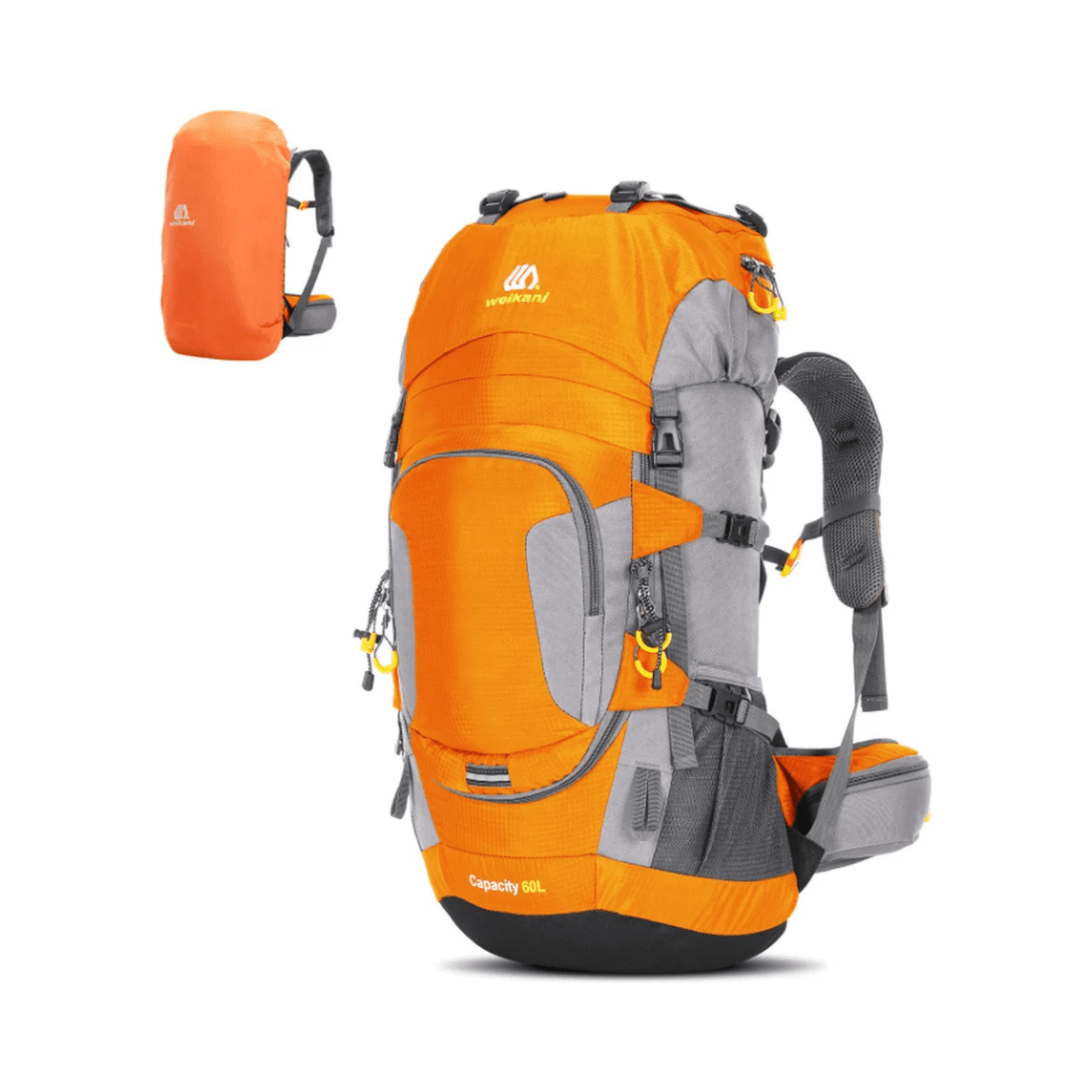 CarryQuest® - 60L - Wandelrugzak - Rugzak - Wandelen - Waterbestendig - Duurzaam - Polyester - Oranje