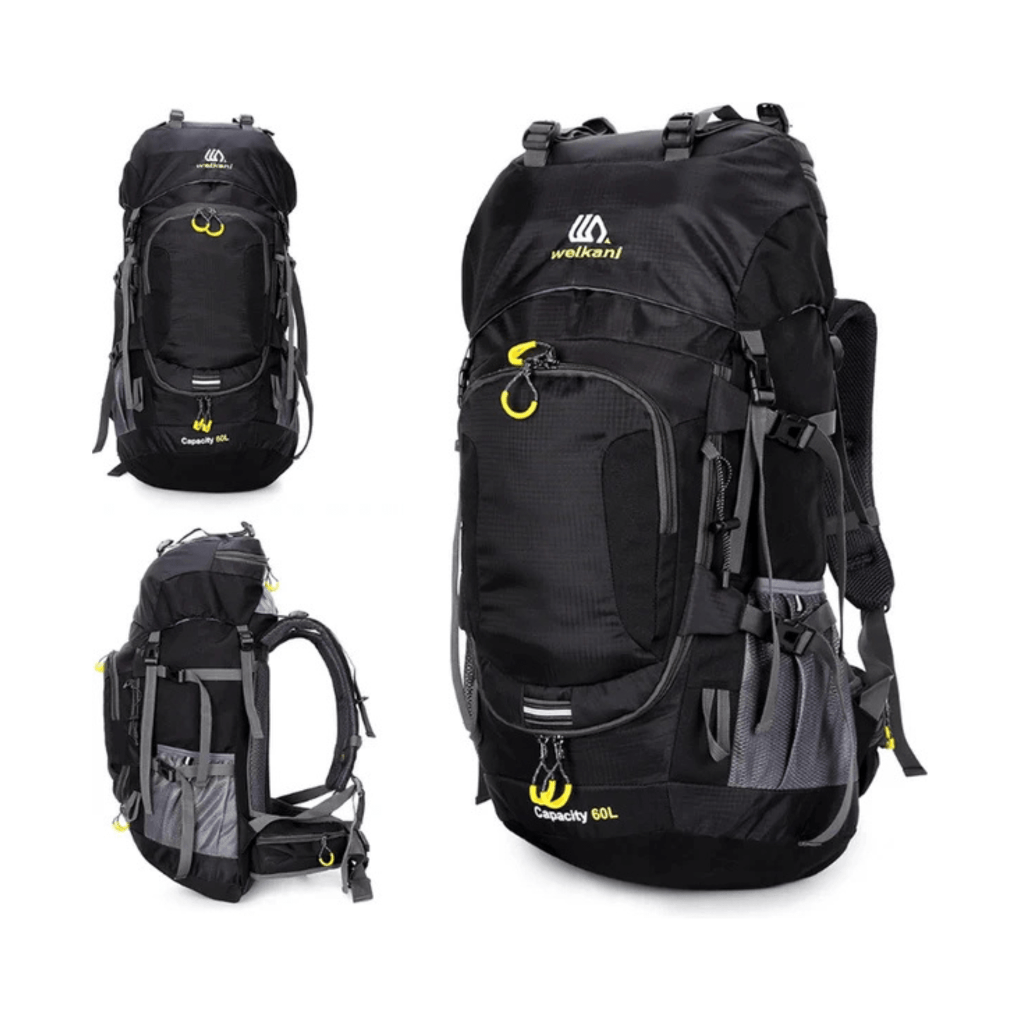 CarryQuest® - 60L - Wandelrugzak - Rugzak - Wandelen - Waterbestendig - Duurzaam - Polyester - Zwart