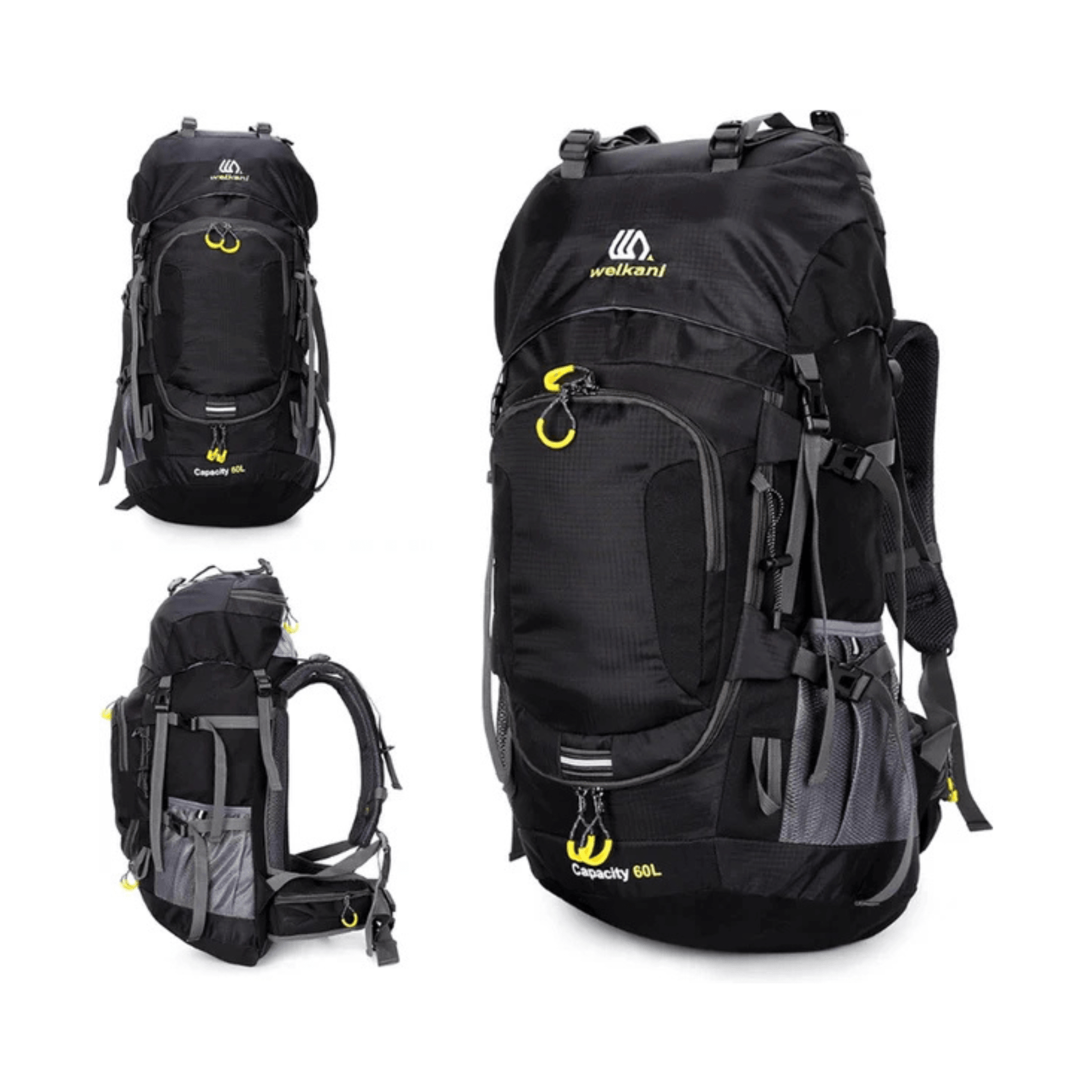 CarryQuest® - 60L - Wandelrugzak - Rugzak - Wandelen - Waterbestendig - Duurzaam - Polyester - Zwart