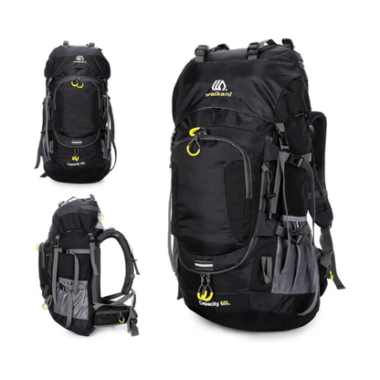 CarryQuest® - 60L - Wandelrugzak - Rugzak - Wandelen - Waterbestendig - Duurzaam - Polyester - Zwart