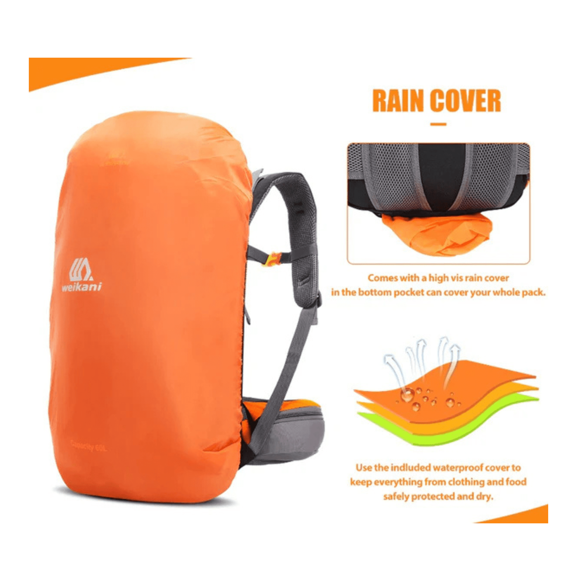 CarryQuest® - 60L - Wandelrugzak - Rugzak - Wandelen - Waterbestendig - Duurzaam - Polyester - Zwart