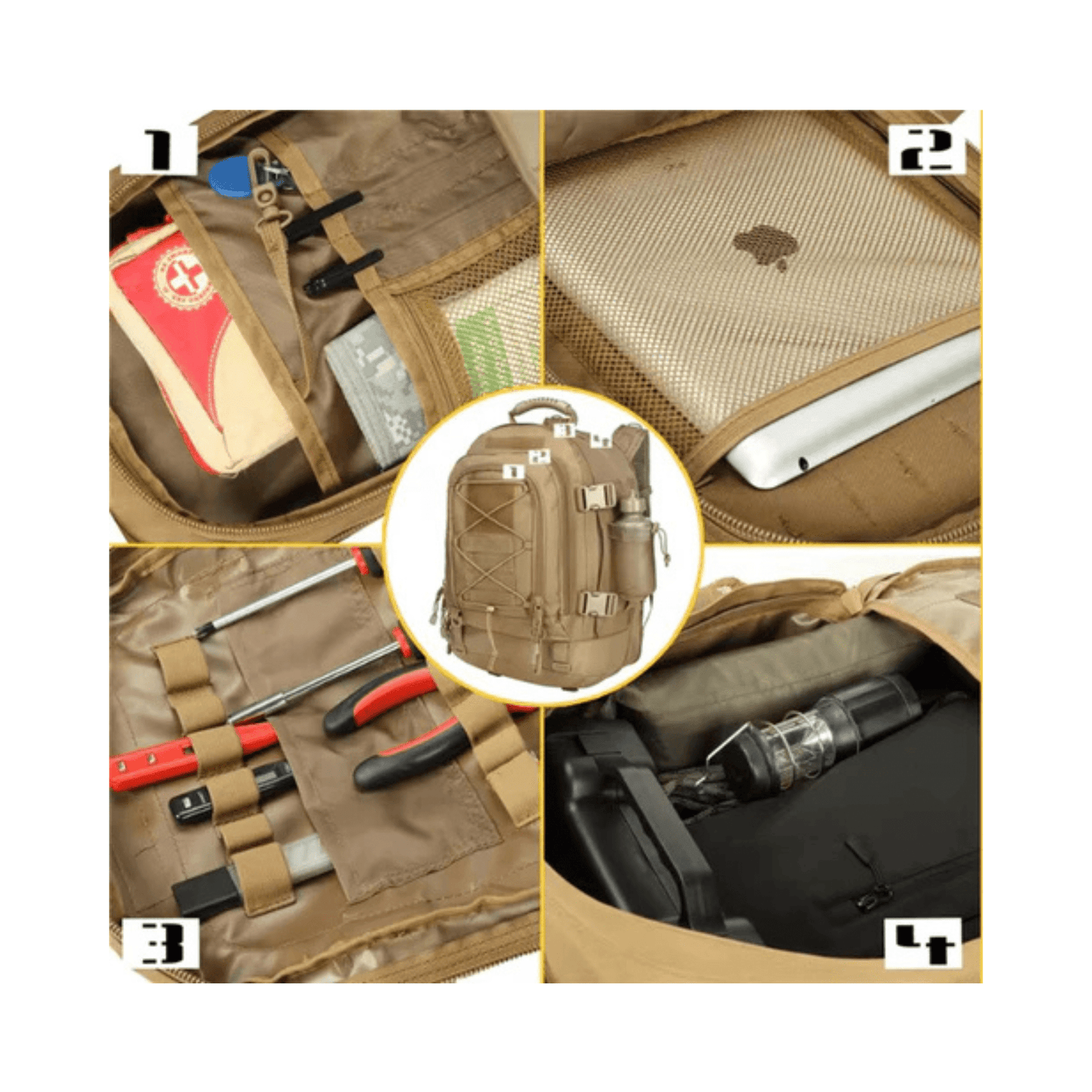 CarryQuest® - 65L - Military - Rugzak - Wandelen - Kamperen - Vissen - Outdoor - Khaki