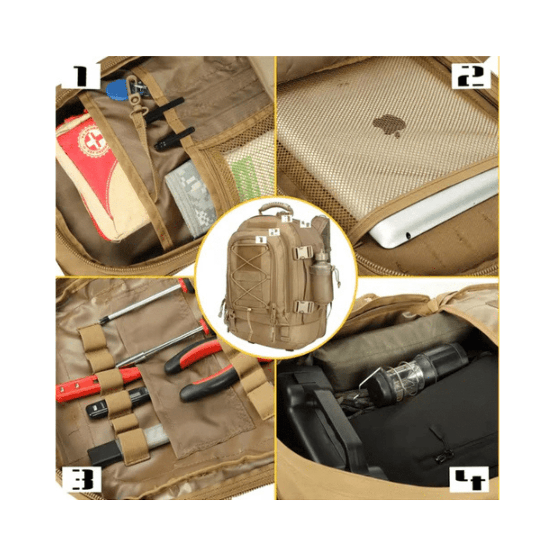 CarryQuest® - 65L - Military - Rugzak - Wandelen - Kamperen - Vissen - Outdoor - Khaki