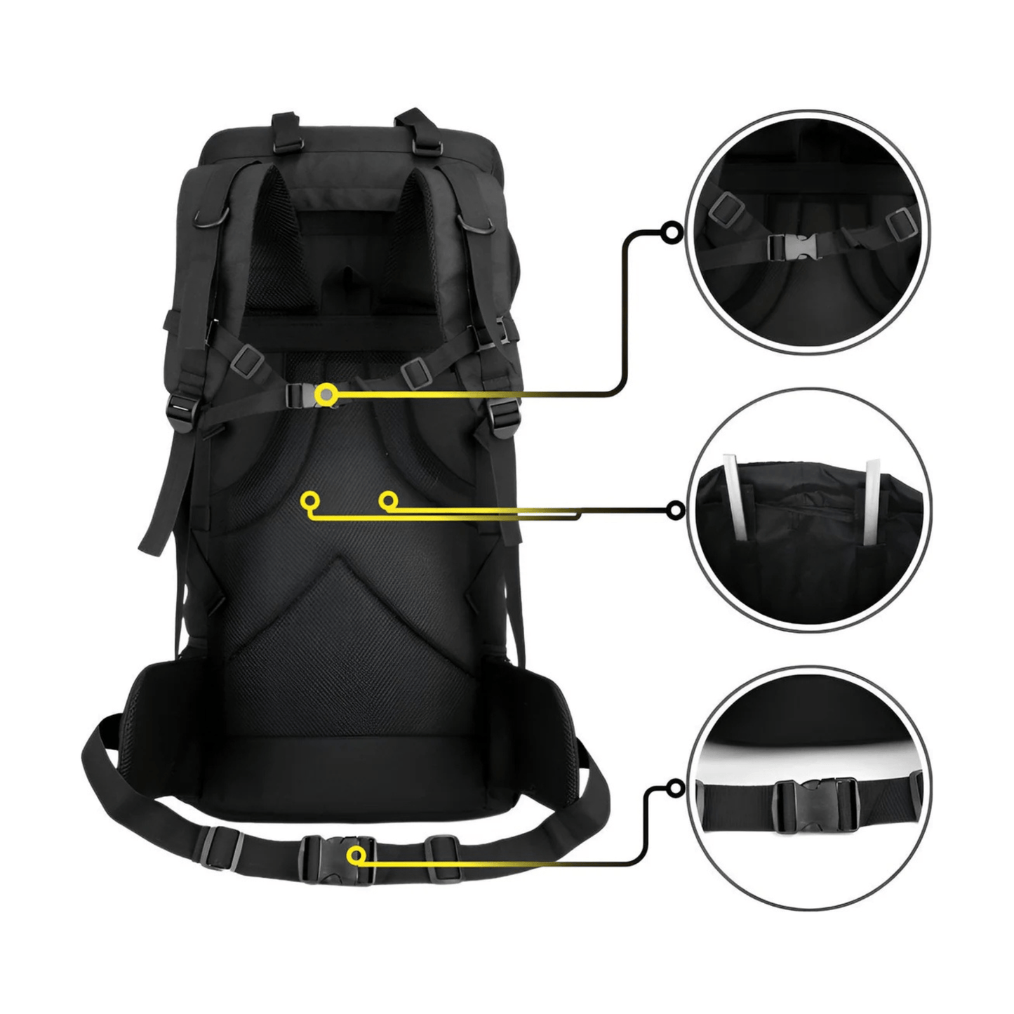 Mauritania® – 70L/100L - 2in1 – Hiking Backpack – Kampeer Backpacks – Outdoor Wandel Rugzak – Grote XL – Zwart