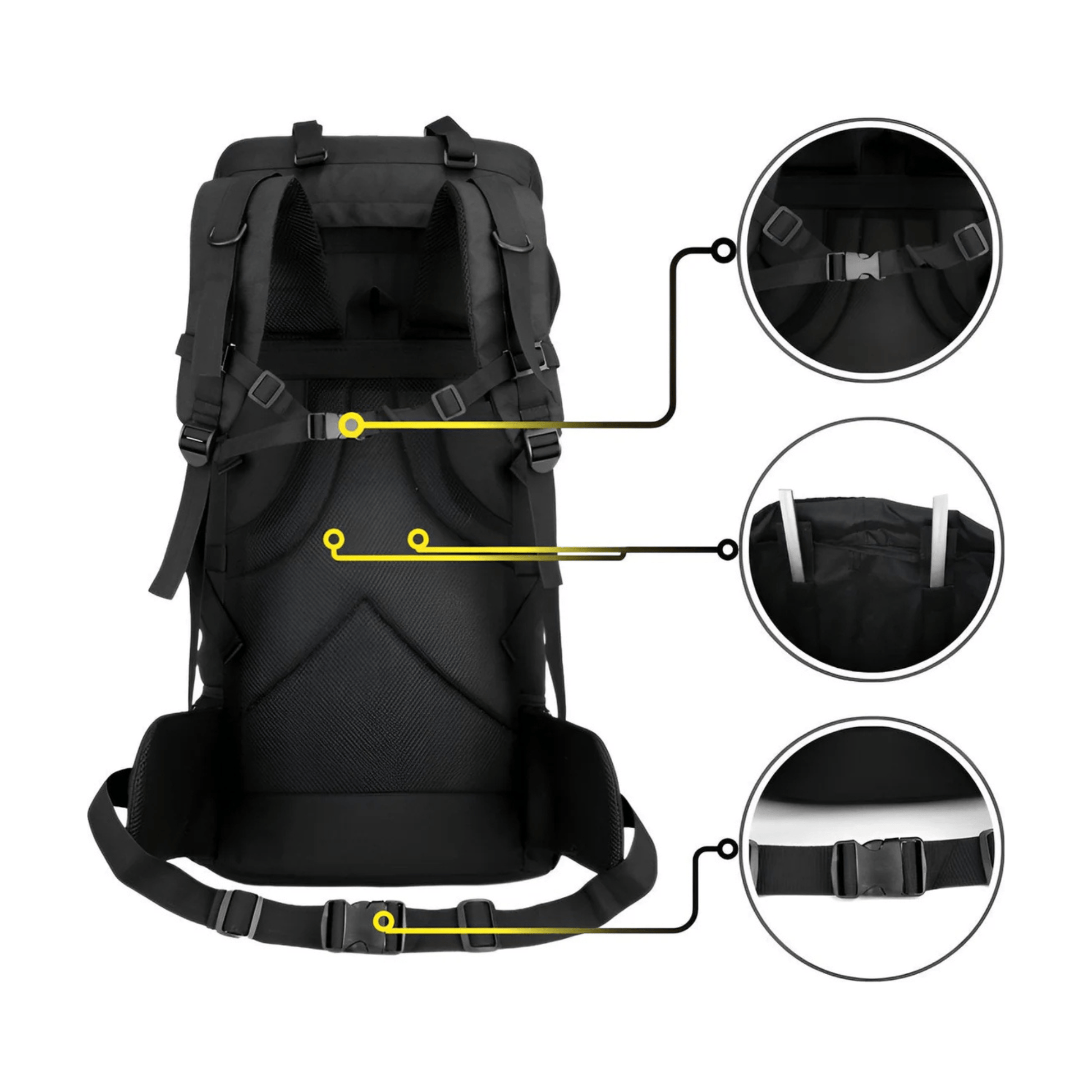 Mauritania® – 70L/100L - 2in1 – Hiking Backpack – Kampeer Backpacks – Outdoor Wandel Rugzak – Grote XL – Zwart