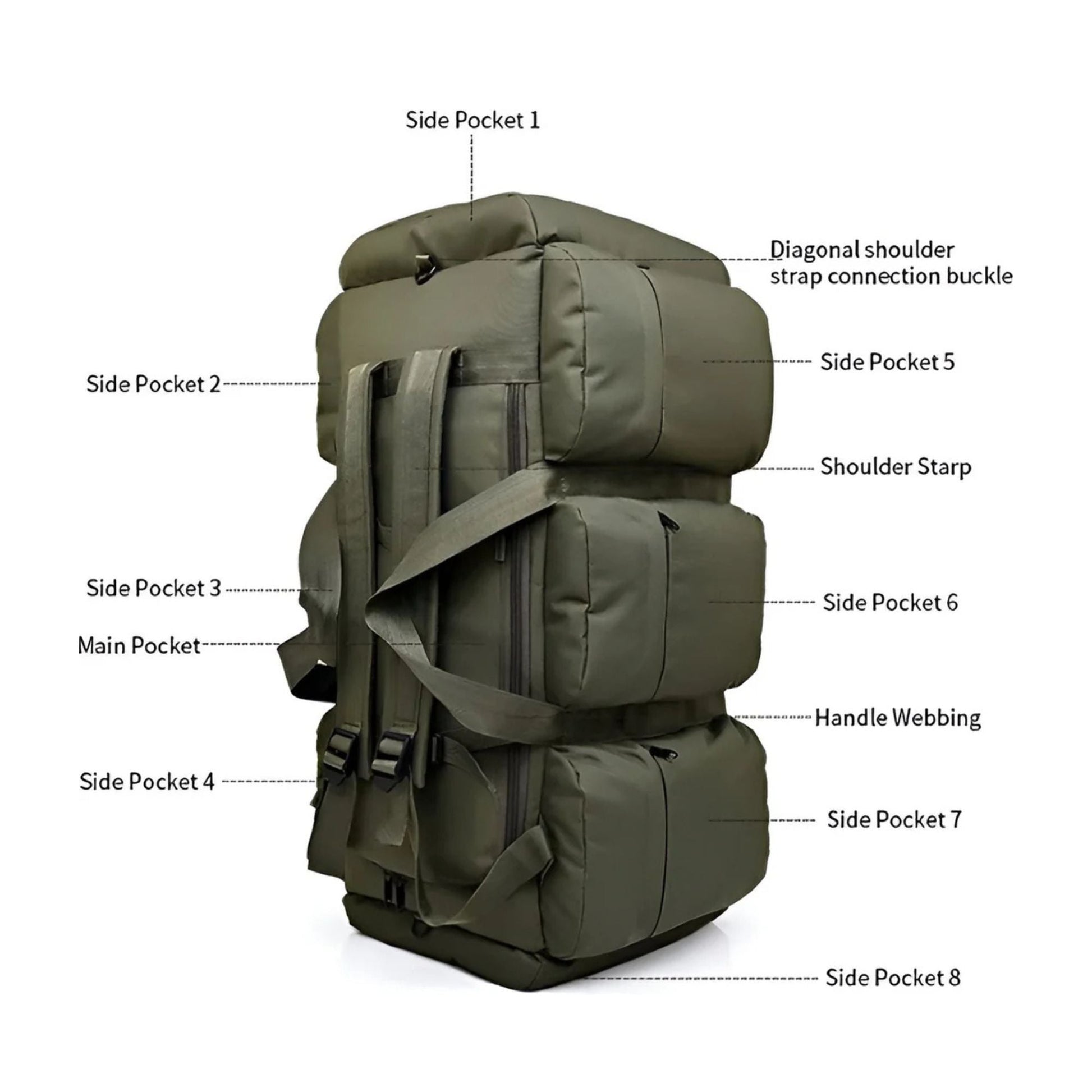 CarryQuest® - 90L Backpacks - Wandelrugzak - Hiking backpack Organizer - 90 Liter - Zwart