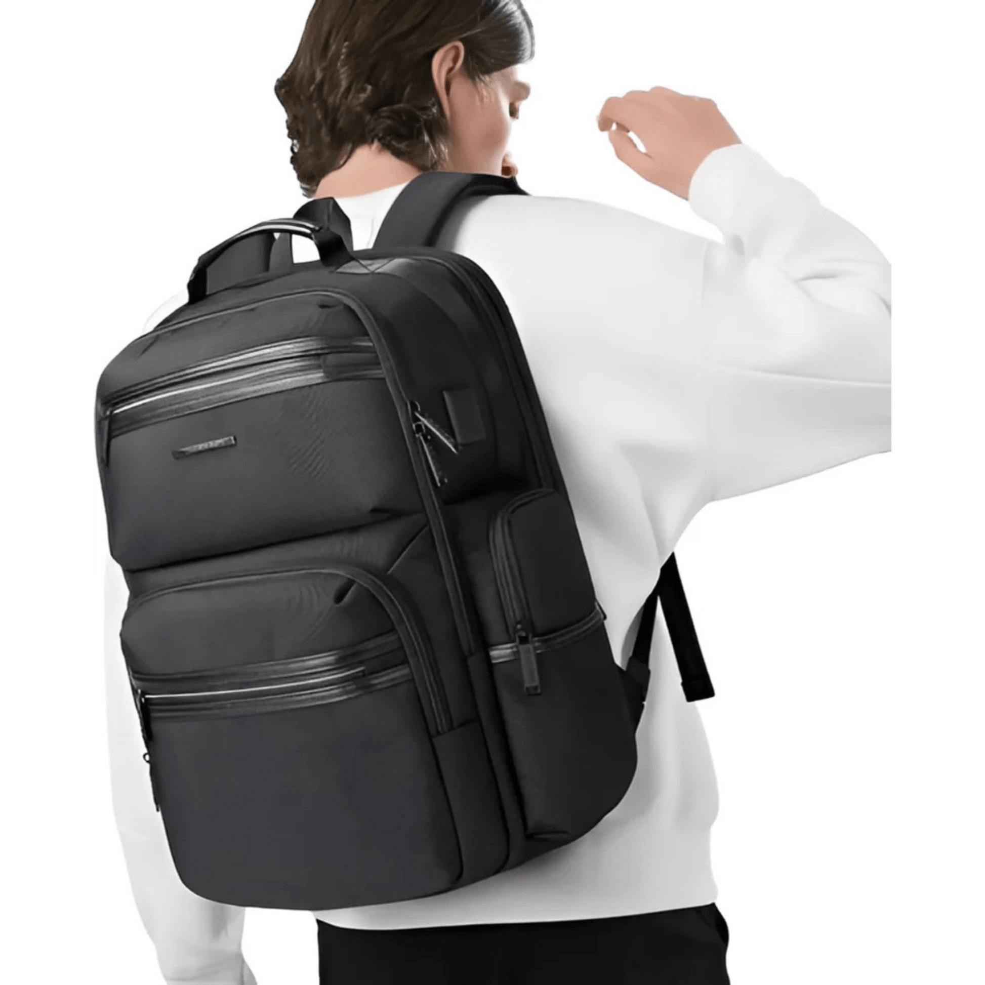 CarryQuest® - Anti - diefstal Laptop Rugzak 15,6" - Waterdicht + USB Oplaadpoort - Schooltassen - Zwart