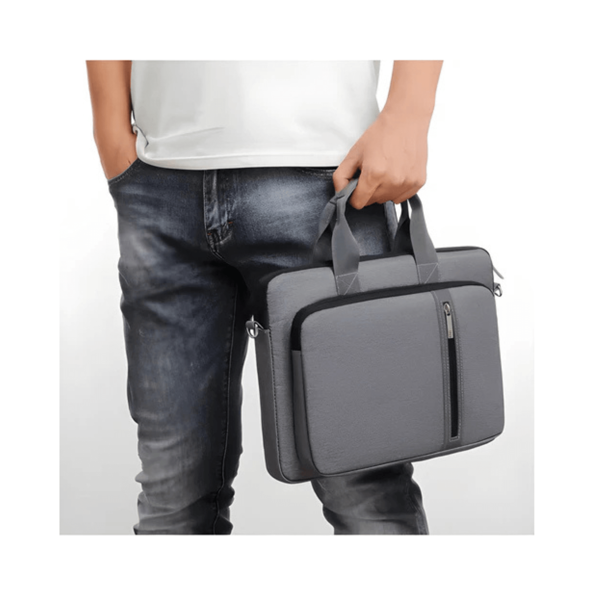CarryQuest® - Schouderhandtas voor 17 - 17.3 inch Laptops - Hoogwaardig polyester - Grijs
