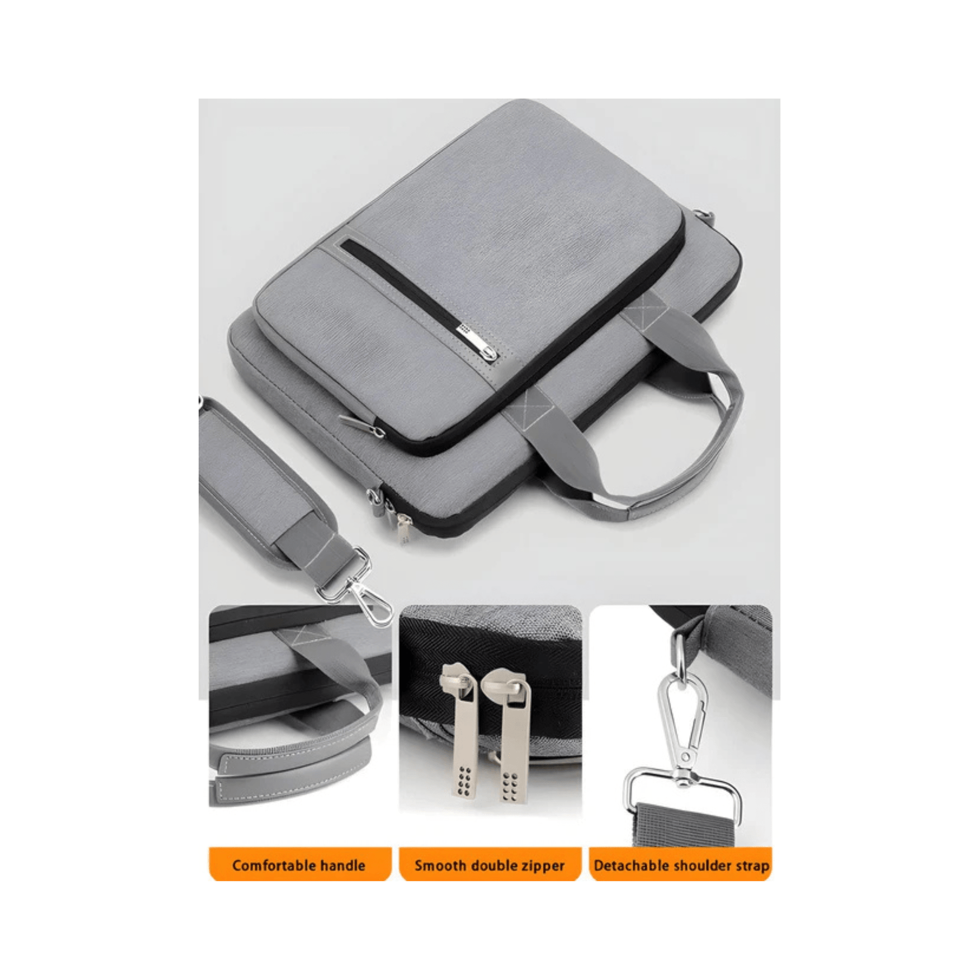 CarryQuest® - Schouderhandtas voor 17 - 17.3 inch Laptops - Hoogwaardig polyester - Grijs