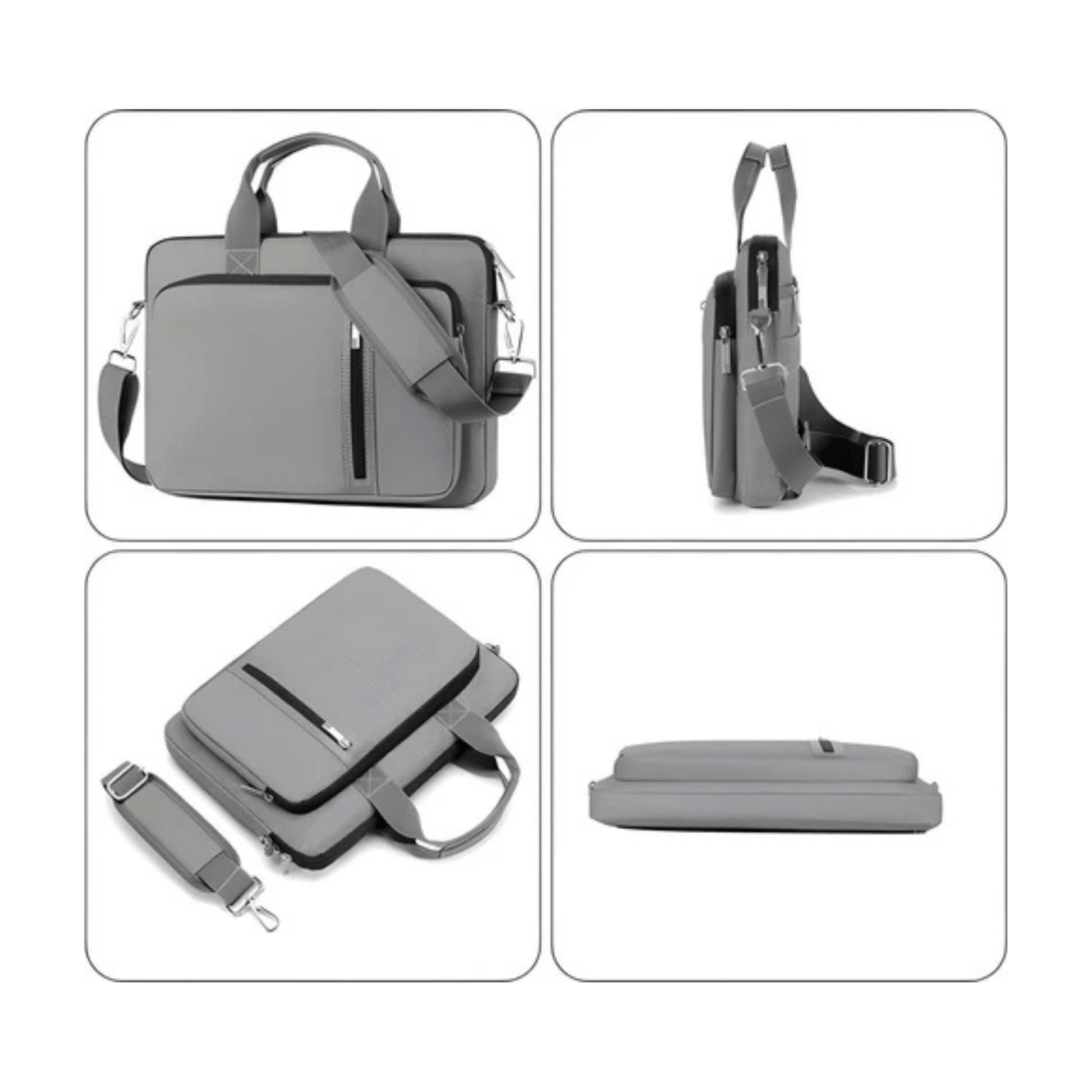 CarryQuest® - Schouderhandtas voor 17 - 17.3 inch Laptops - Hoogwaardig polyester - Grijs