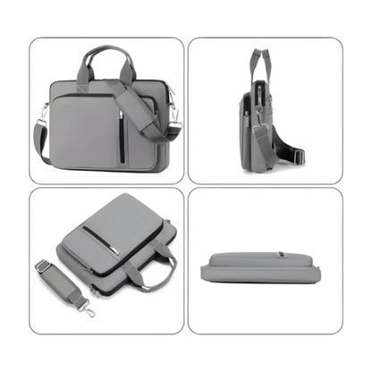 CarryQuest® - Schouderhandtas voor 17 - 17.3 inch Laptops - Hoogwaardig polyester - Grijs