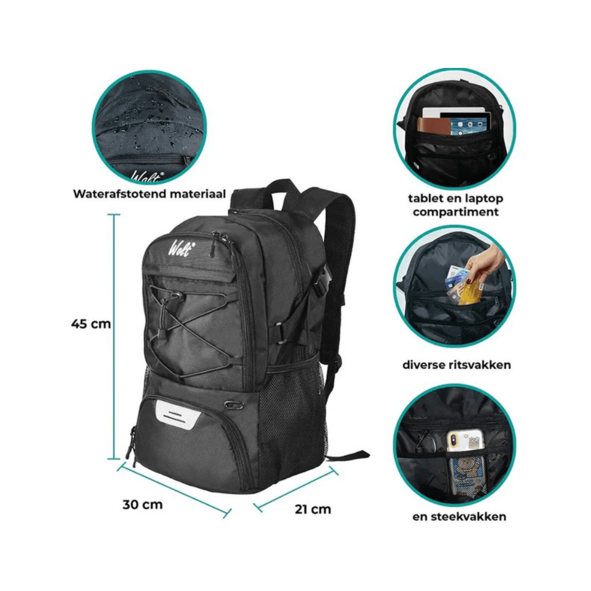 CarryQuest® - Basketbal Voetbal Rugzak - Waterbestendig - Zwart
