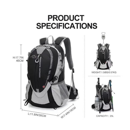 CarryQuest® - Bergbeklimmen Hydratatie Rugzak 25L + 2L Waterzak En Regenhoes - Ergonomisch & Duurzaam - Wandel Rugzak - Zwart