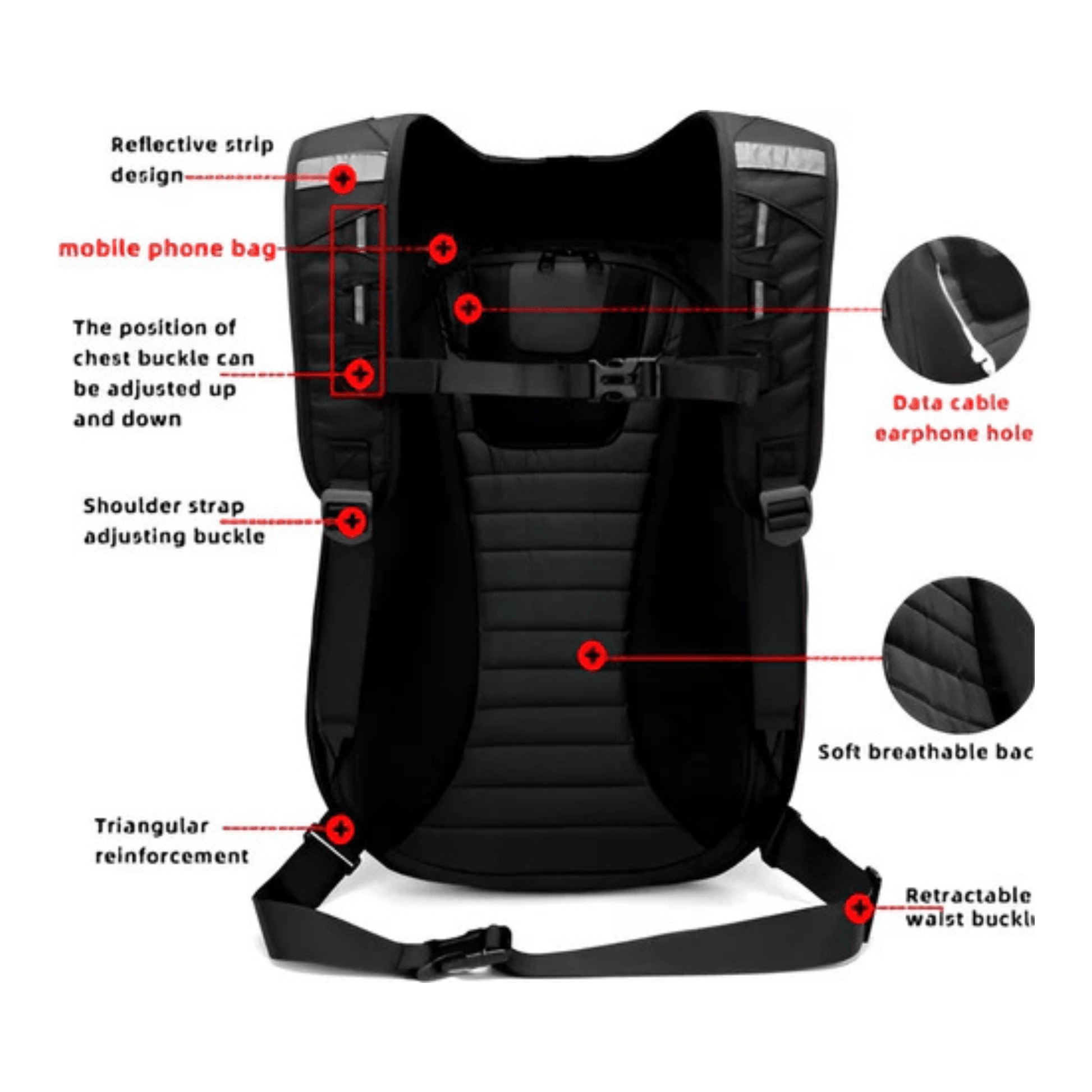 CarryQuest® - Carbon Fiber Motorhelm Rugzak 48L - Waterdichte Tas - Motor Rugzak - Turtle Bag - Zwart