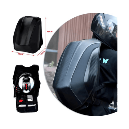 CarryQuest® - Carbon Fiber Motorhelm Rugzak 48L - Waterdichte Tas - Motor Rugzak - Turtle Bag - Zwart