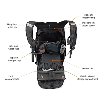 CarryQuest® - Carbon Rugzak - Motor Rugzak - Harde Schaal - Oranje