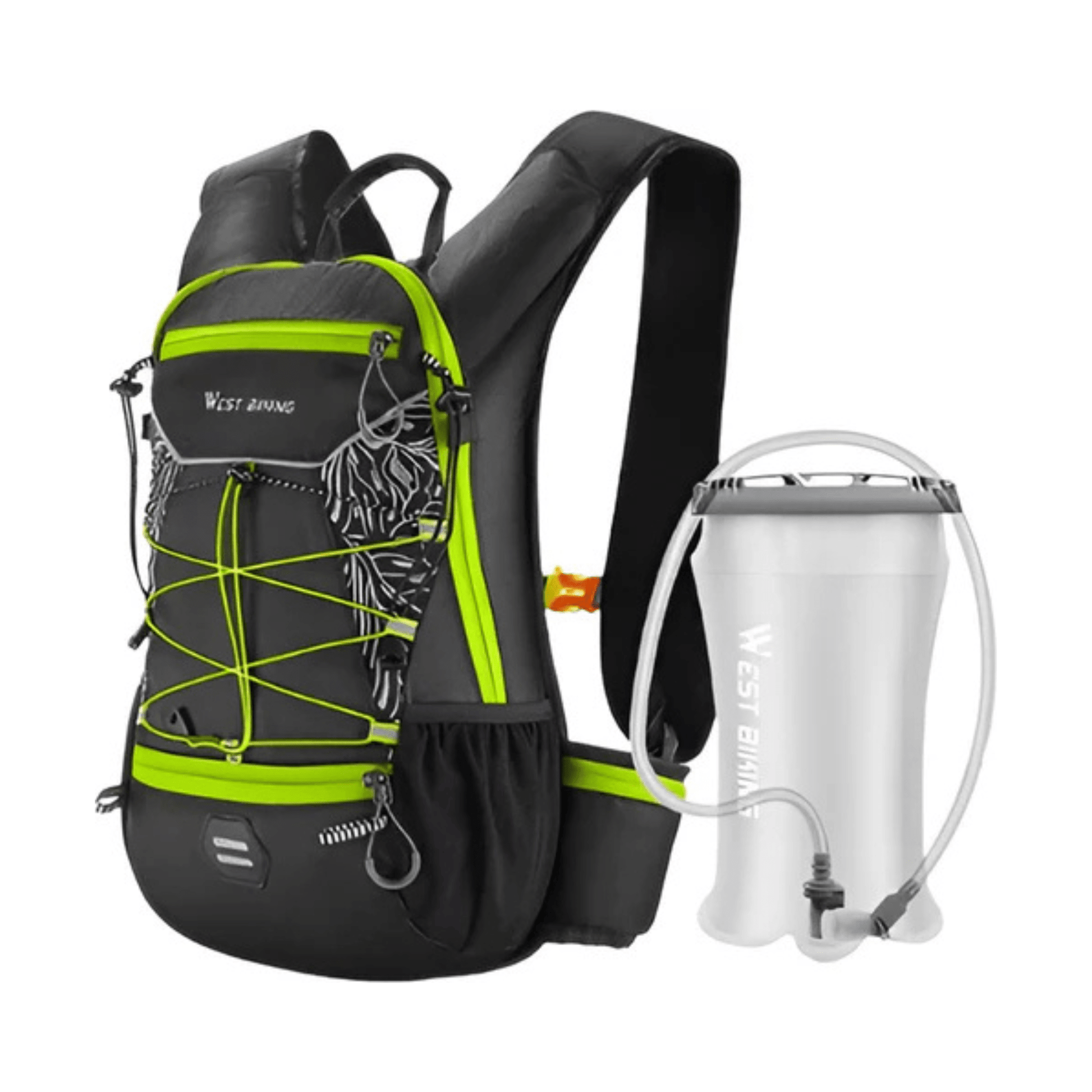CarryQuest® - Fietsrugzak - Ultralicht 16L Backpack - 1.5L Clip water Bag - Waterbestendig - Groen